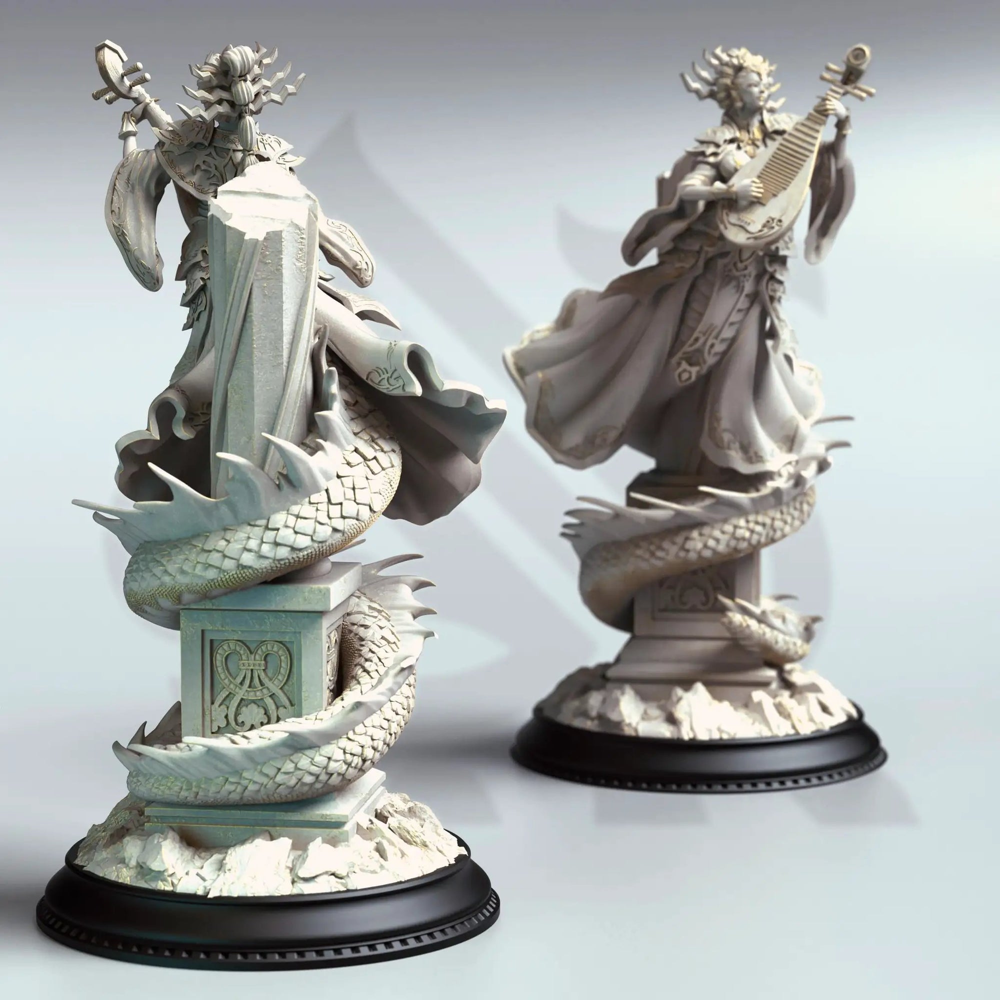 3D printed Eastern Medusa Siren miniature by Last Hope Miniatures, showcasing detailed sculpt and vibrant colors.