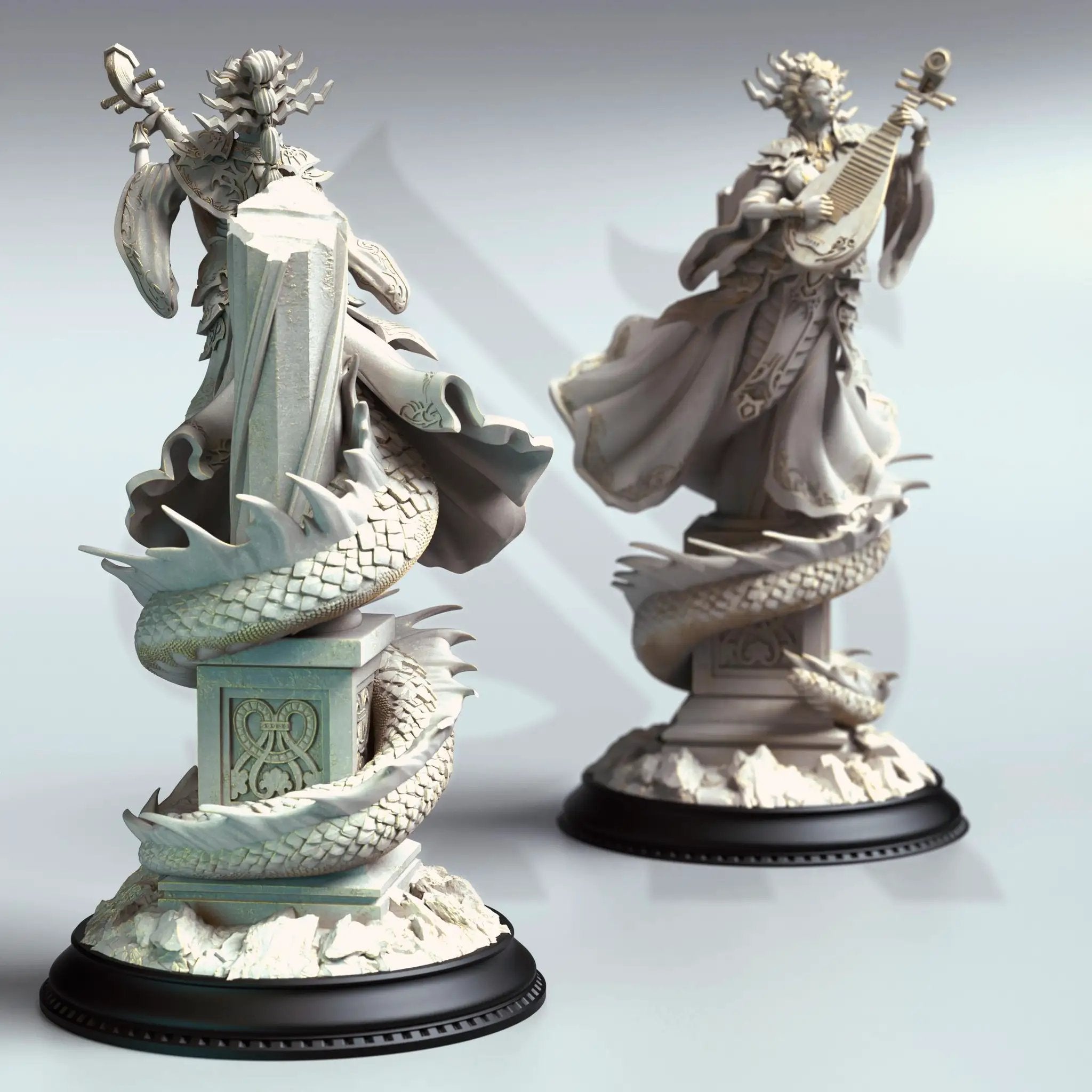 3D printed Eastern Medusa Siren miniature by Last Hope Miniatures, showcasing detailed sculpt and vibrant colors.