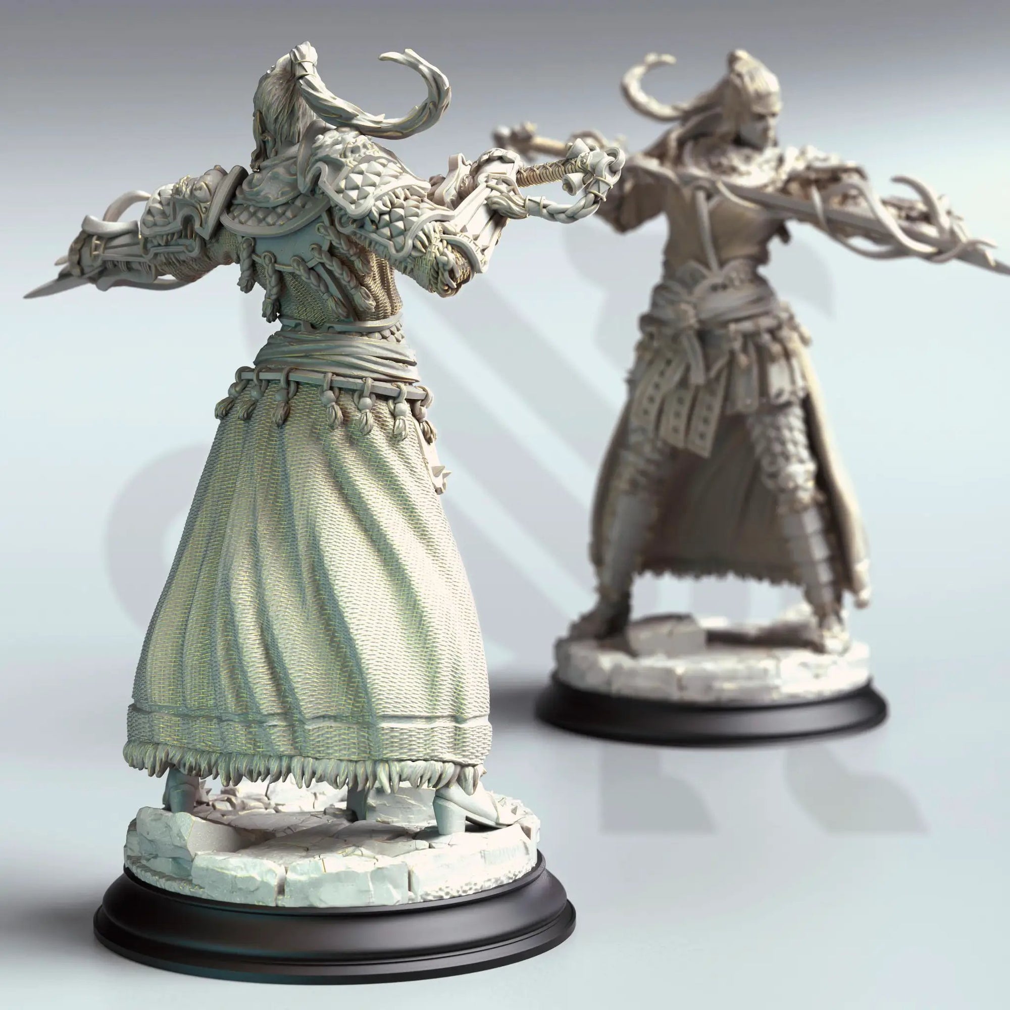3D printed Eastern Pureblood Spellsword miniature by Last Hope Miniatures, featuring detailed armor and magical weaponry.