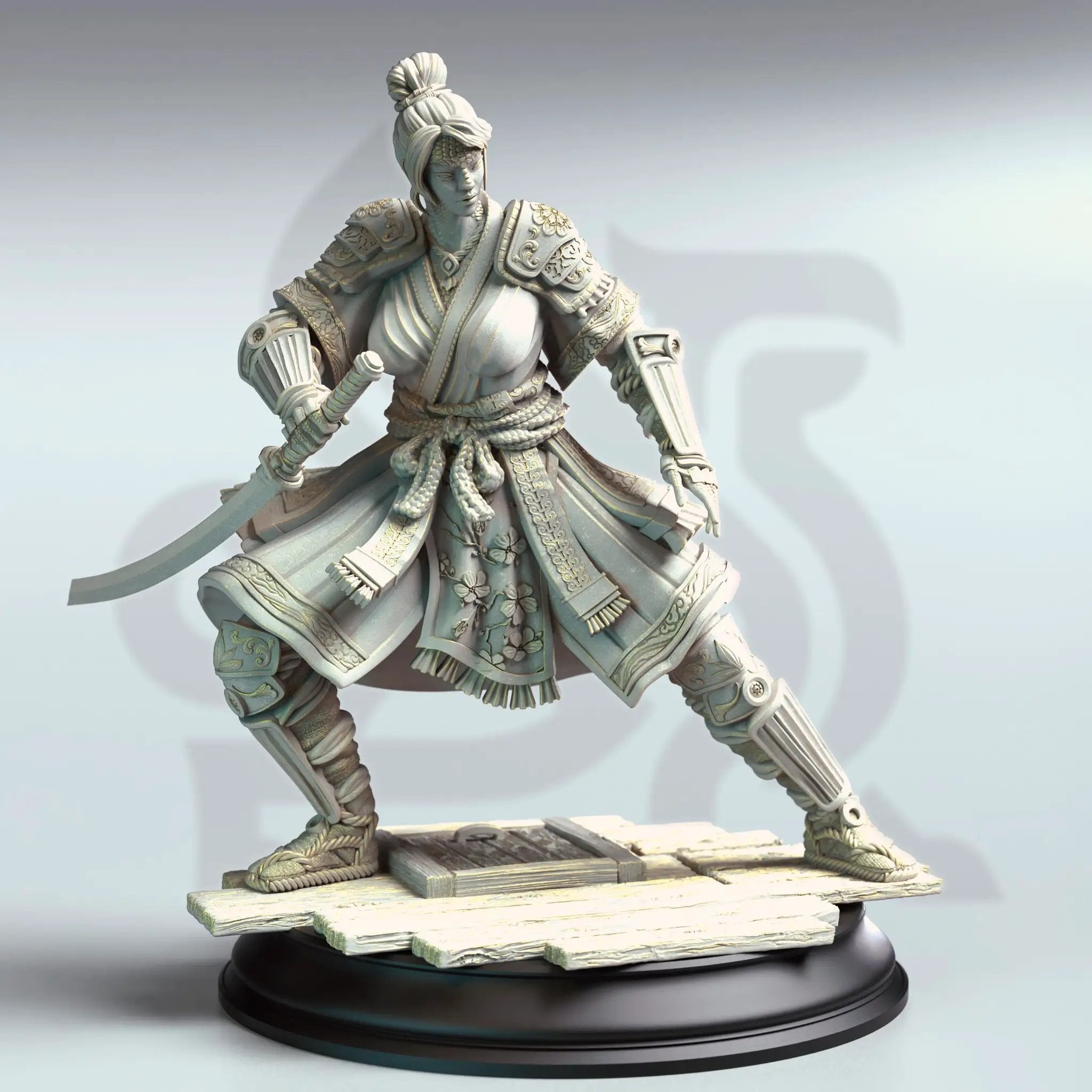 3D printed Eastern Yuan-Ti Assassin miniature by Last Hope Miniatures from DM Stash, showing detailed serpent-like figure with weapons.