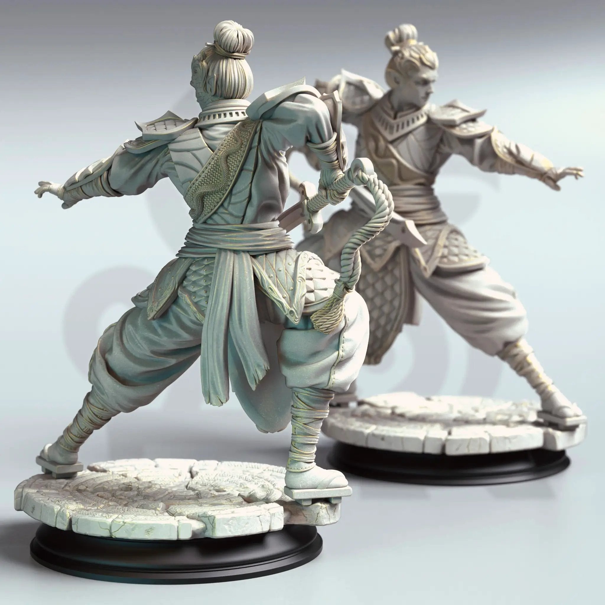 3D printed Eastern Yuan-Ti Pureblood Fighter miniature by Last Hope Miniatures, detailed reptilian figure in armor.