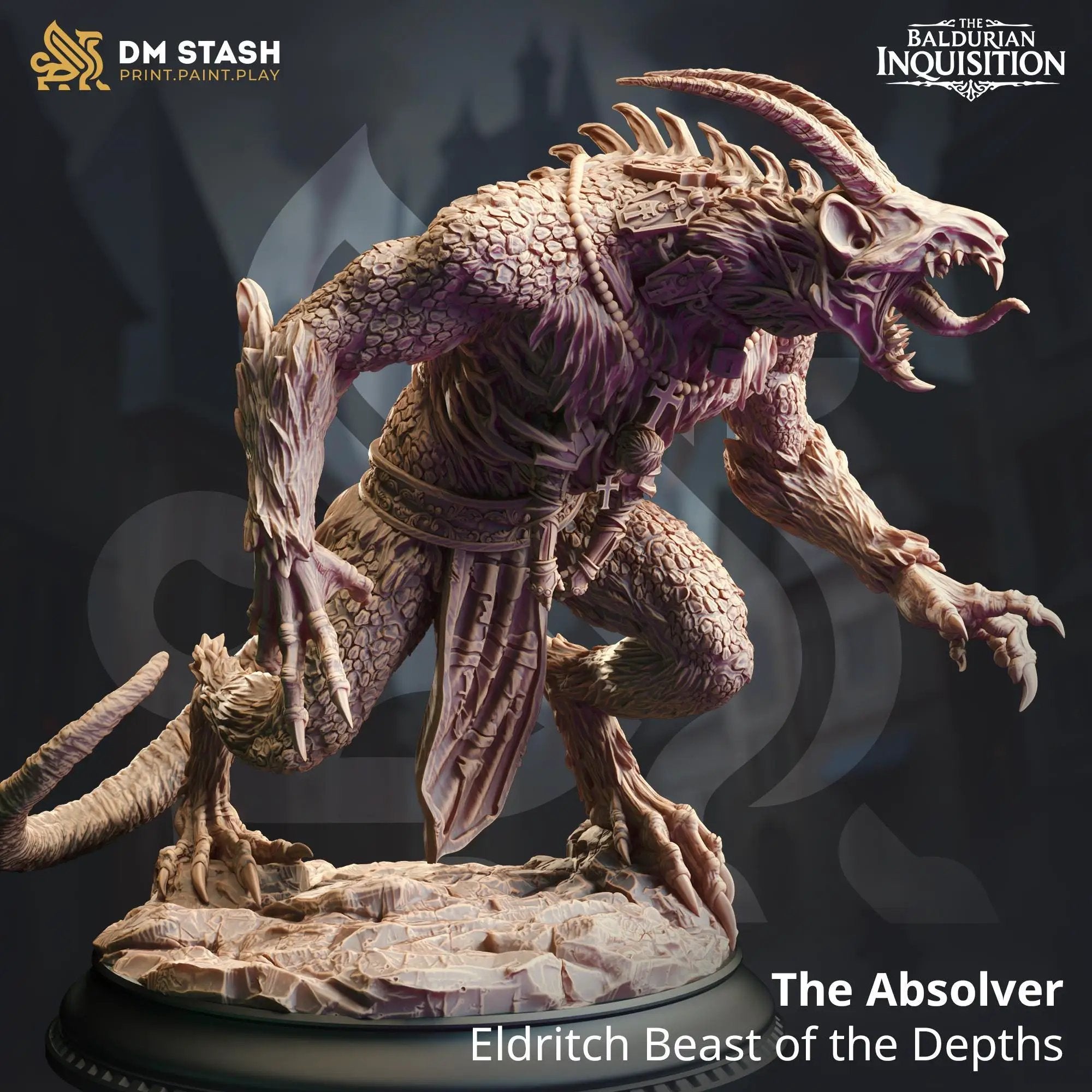 3D printed Eldritch Capra Abomination miniature by Last Hope Miniatures, featuring a monstrous goat-like creature with eldritch details.