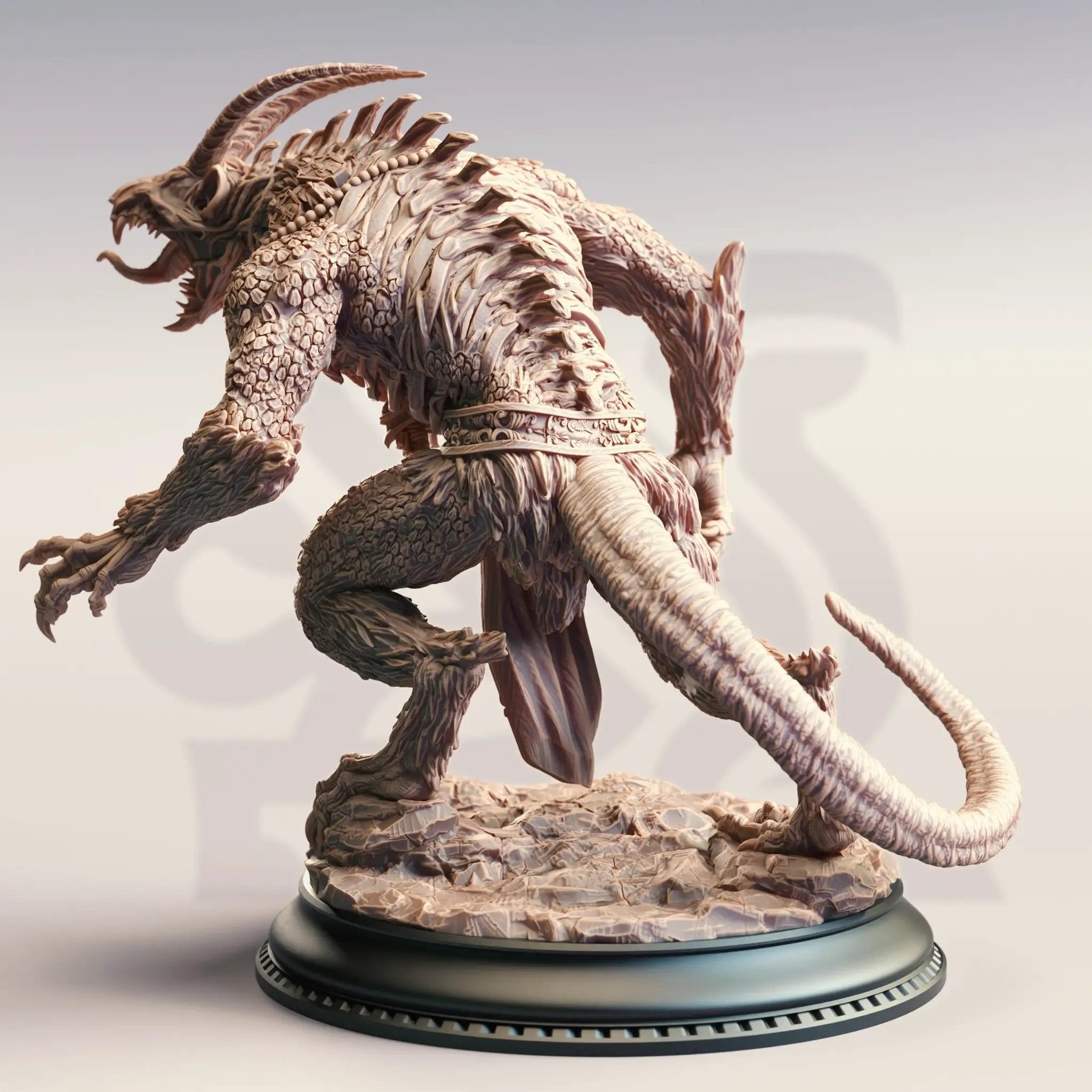 3D printed Eldritch Capra Abomination miniature by Last Hope Miniatures, featuring a monstrous horned creature with eldritch details.