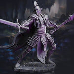 3D printed Elite Drow House Guard miniature by Last Hope Miniatures, showing detailed dark elf armor and weaponry.