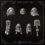 3D printed Eternal Crusader Battle Priest upgrade kit by Last Hope Miniatures for Greytide Studio, featuring detailed miniature components.