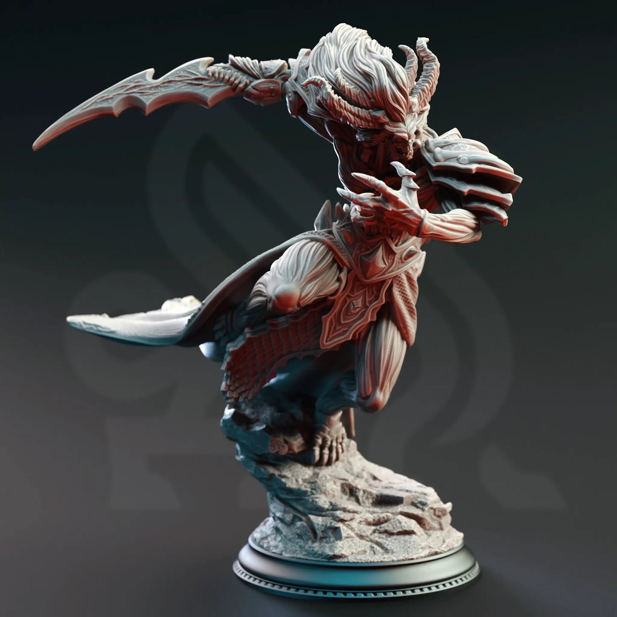3D printed Fallen Corrupted Angel miniature by Last Hope Miniatures, featuring detailed wings and dark, weathered armor.