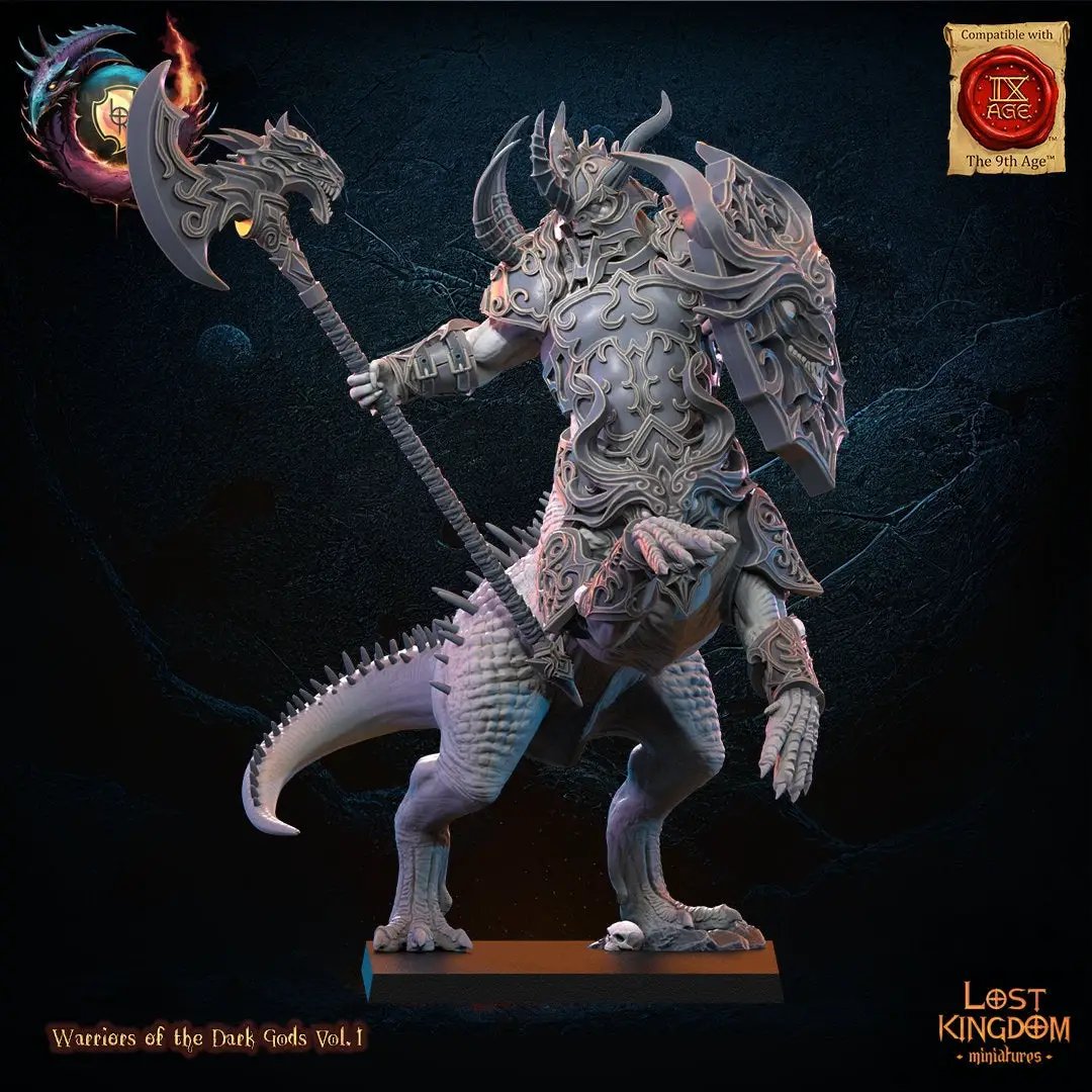 3D printed Feldrak Elder miniature by Lost Kingdom Miniatures, detailed fantasy creature for tabletop gaming and display.