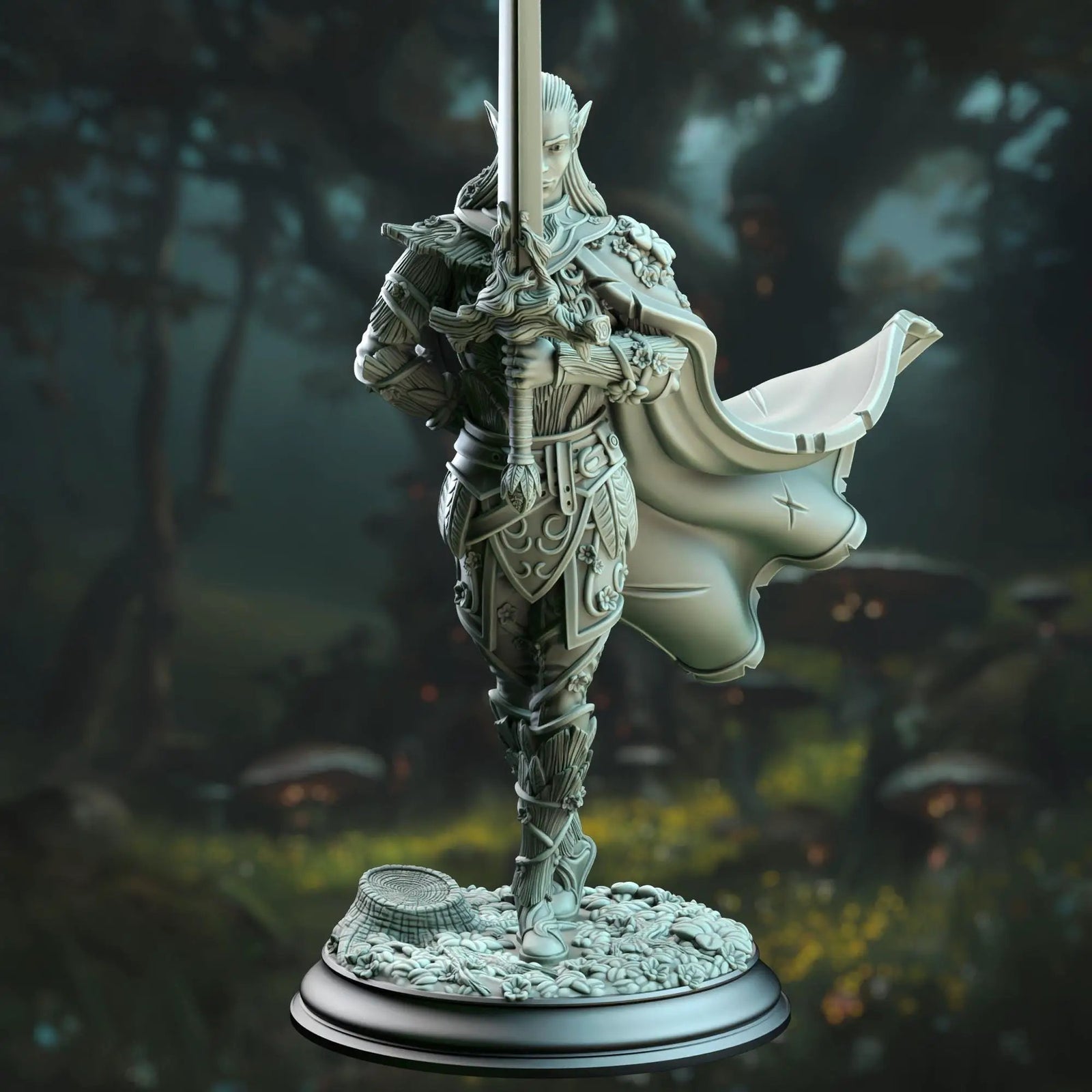 3D printed Fey Elf Duelist miniature by Last Hope Miniatures for Dungeons & Dragons, detailed fantasy elf figure on a base