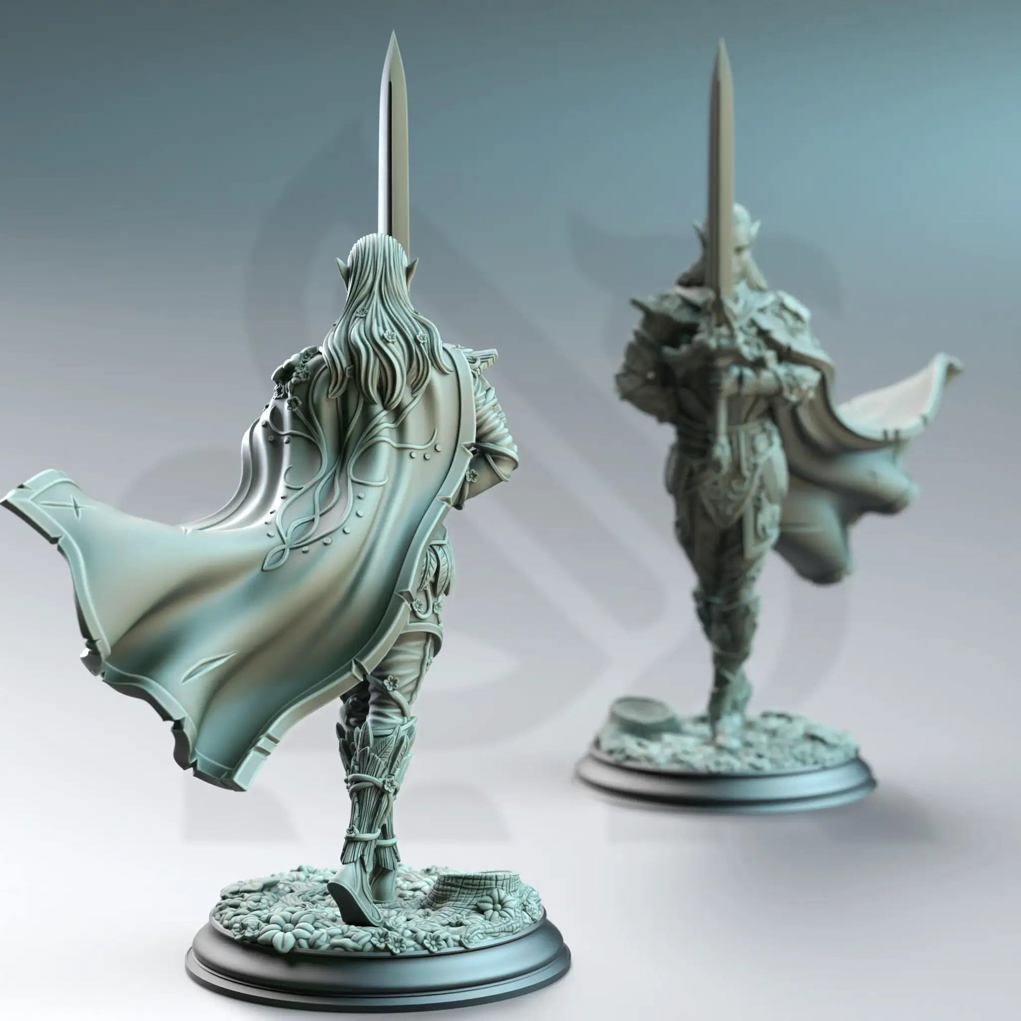 3D printed Fey Elf Duelist miniature by Last Hope Miniatures for Dungeons & Dragons or tabletop gaming.
