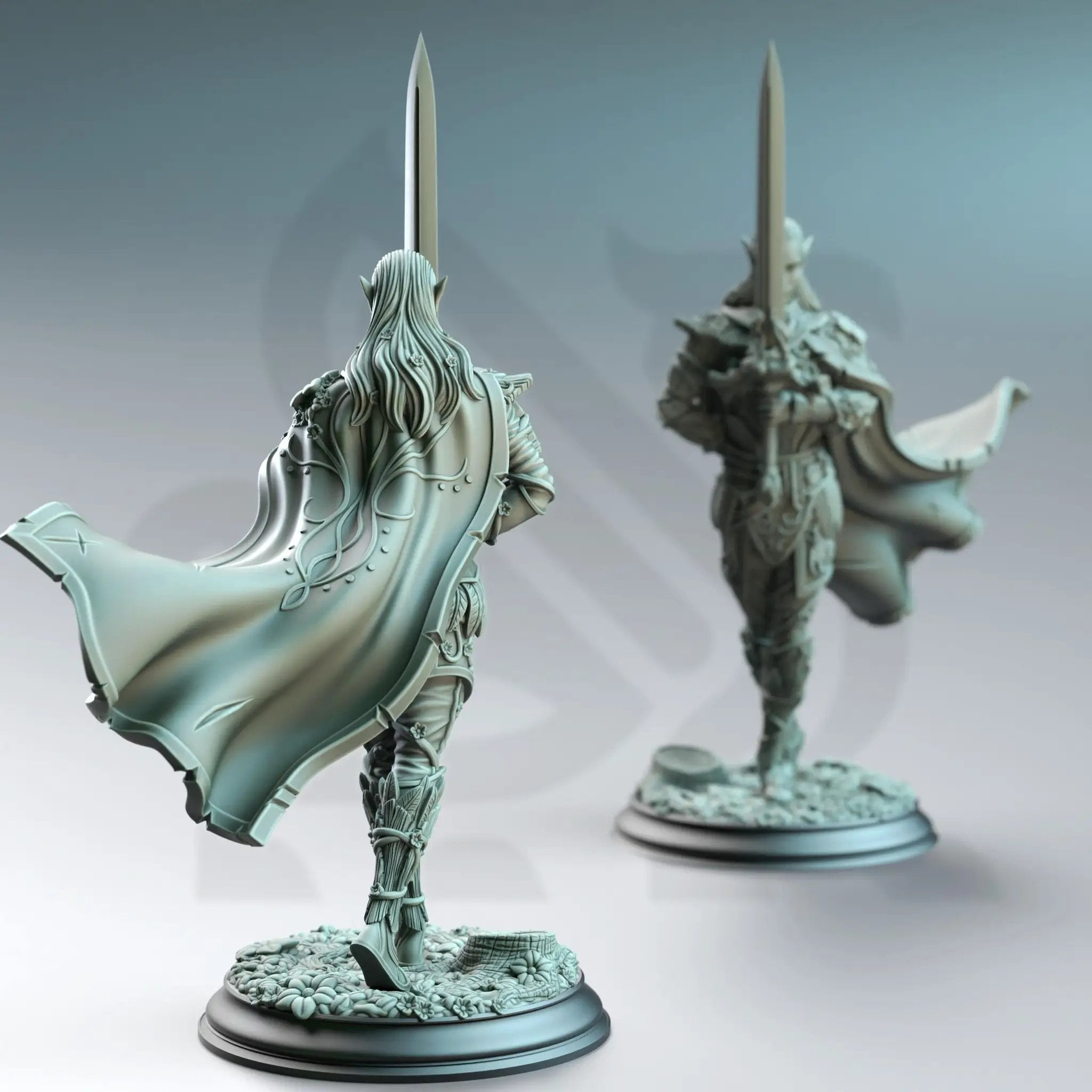 3D printed Fey Elf Duelist miniature by Last Hope Miniatures for Dungeons & Dragons or tabletop gaming.