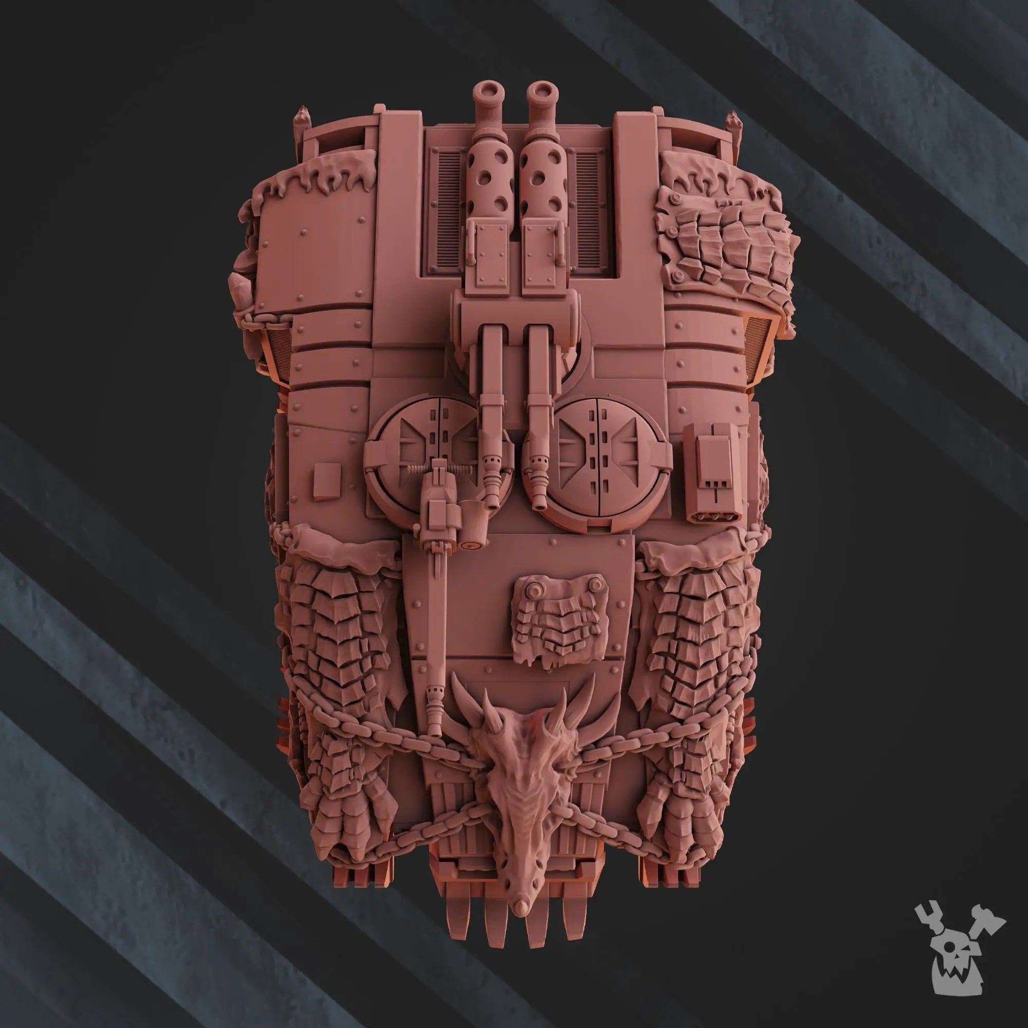 3D printed Fire Lizard APC by DakkaDakka Miniatures, detailed model with fiery design from Last Hope Miniatures.