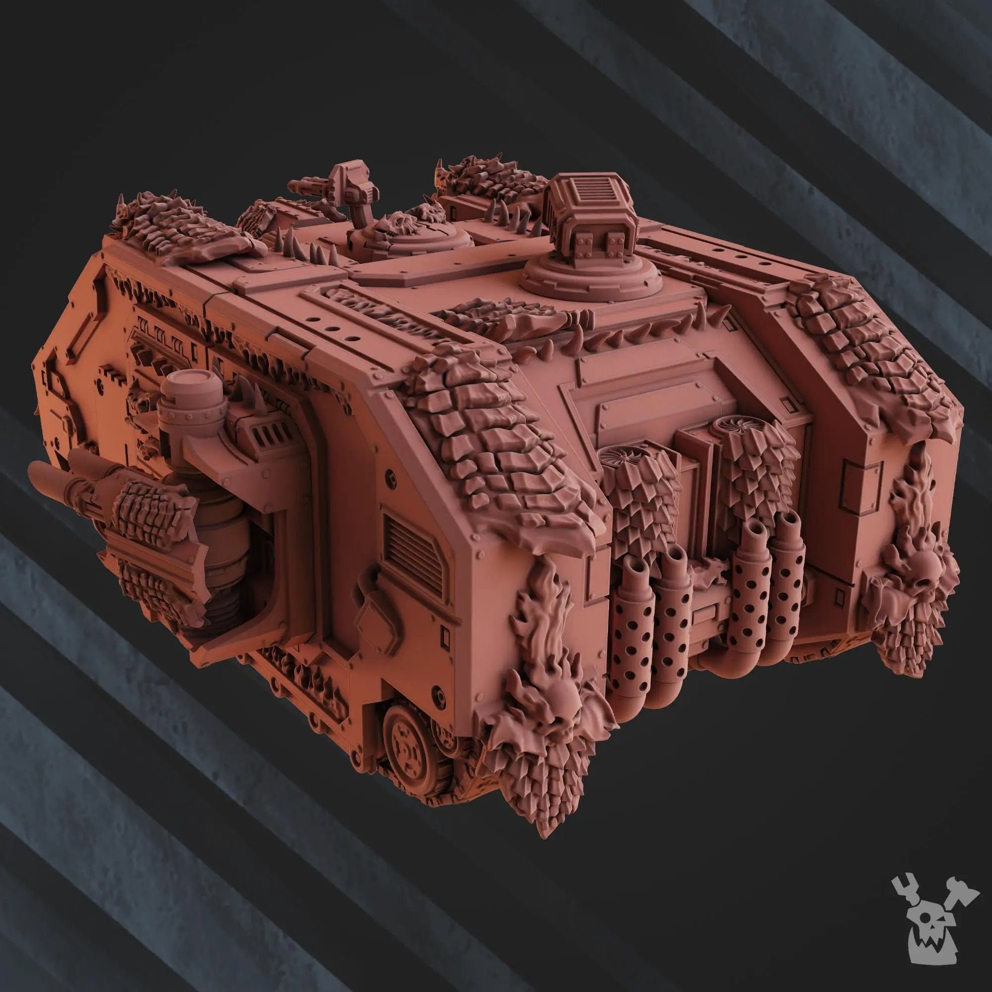 3D printed Fire Lizard Storm Tank by Last Hope Miniatures, featuring detailed miniature design with fiery, storm-themed elements.