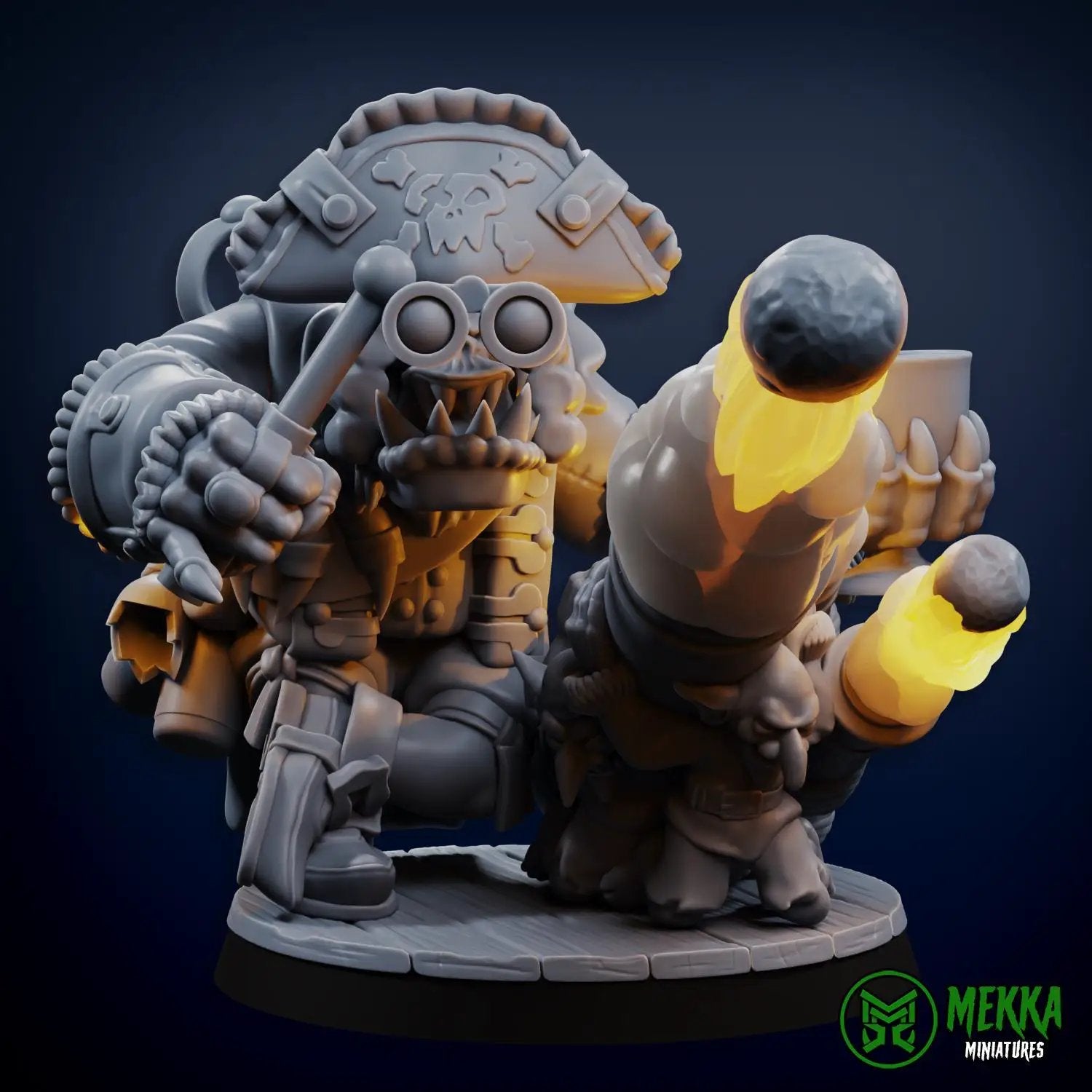 3D printed flashy pirate miniature by Mekka Miniatures, detailed pirate figure with vibrant costume and accessories, from Last Hope Miniatures.