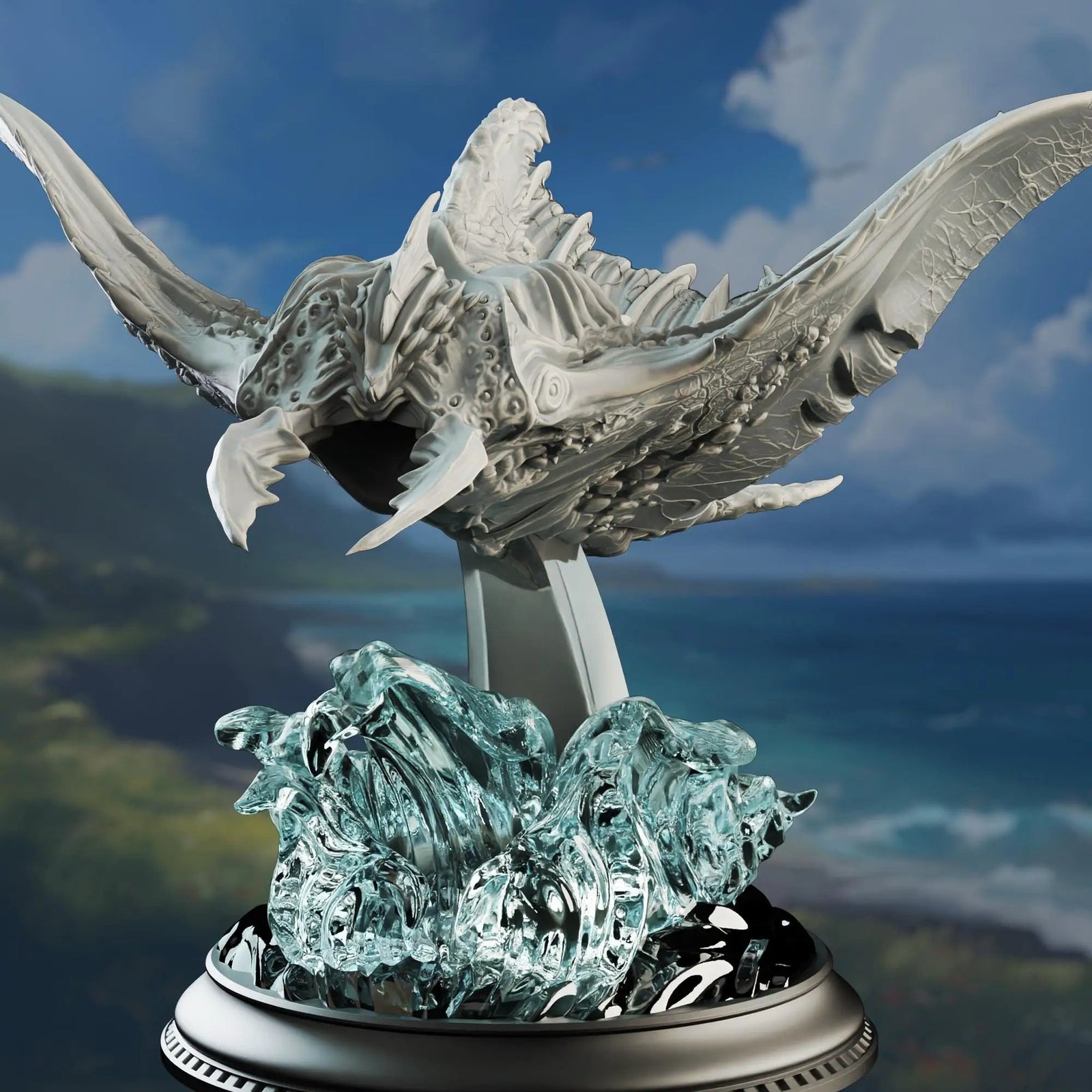 3D printed flying Sea Ray miniature by Last Hope Miniatures, detailed model with wings and aquatic features.