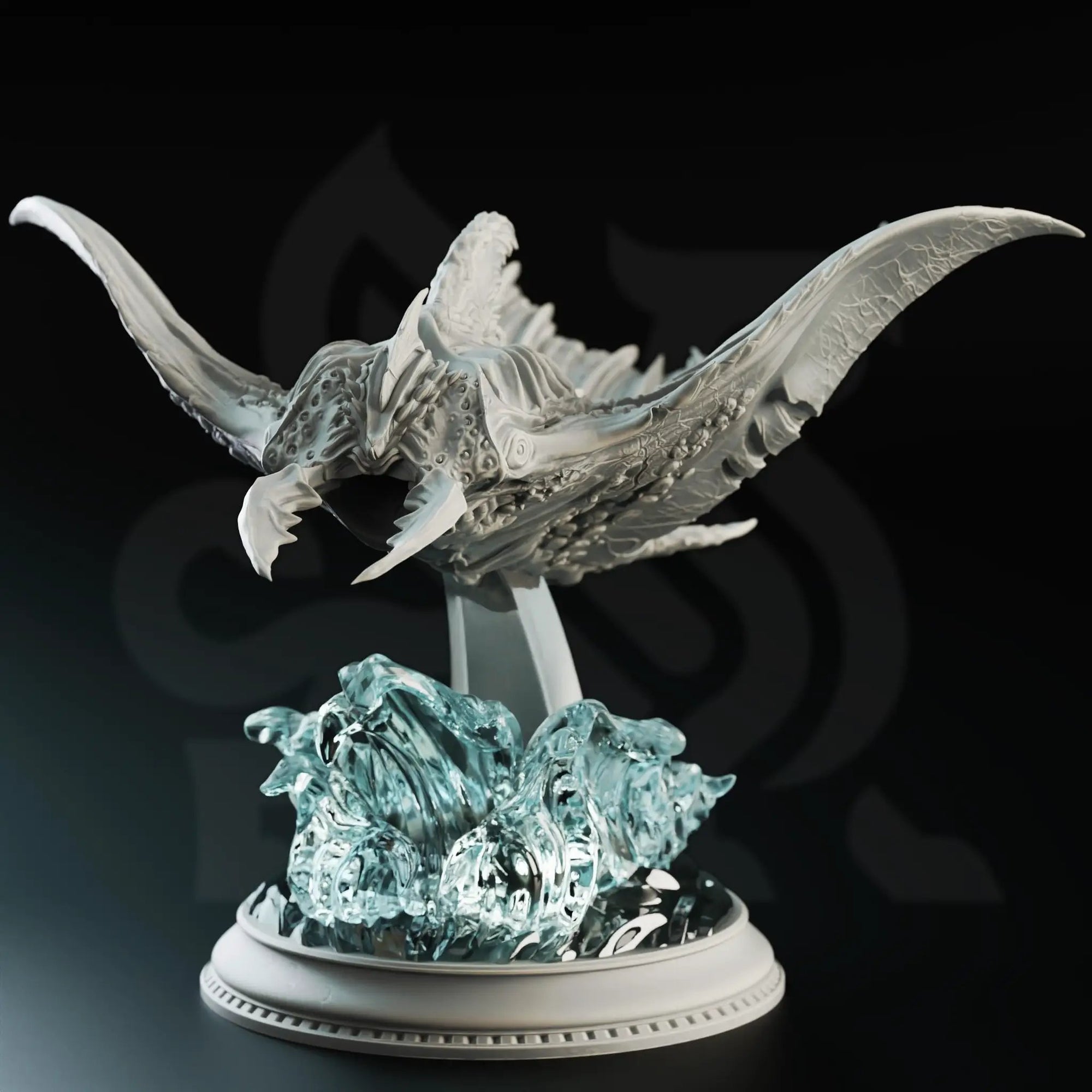 3D printed Flying Sea Ray miniature by Last Hope Miniatures, detailed marine creature with wings and aquatic features.