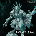 3D printed Forsaken Lord miniature by Dark Gods Miniatures, detailed dark fantasy figure with intricate armor and menacing stance.