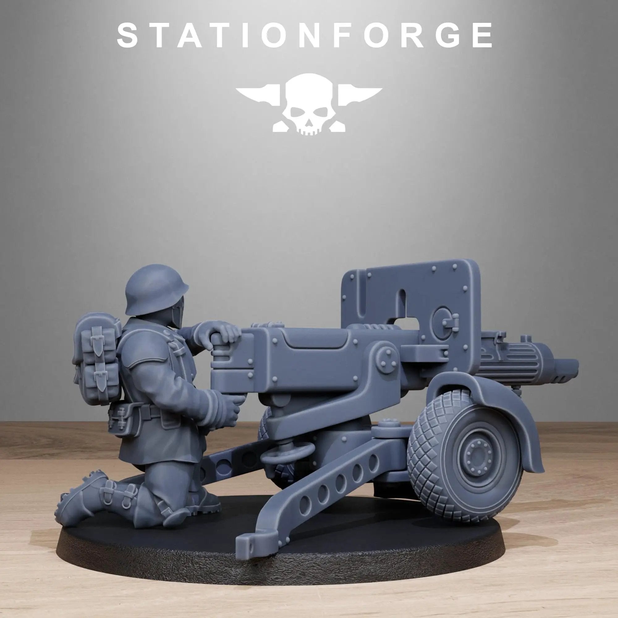 3D printed FreeGuard Light Machine Gun by StationForge Miniatures, detailed miniature weapon for tabletop gaming.