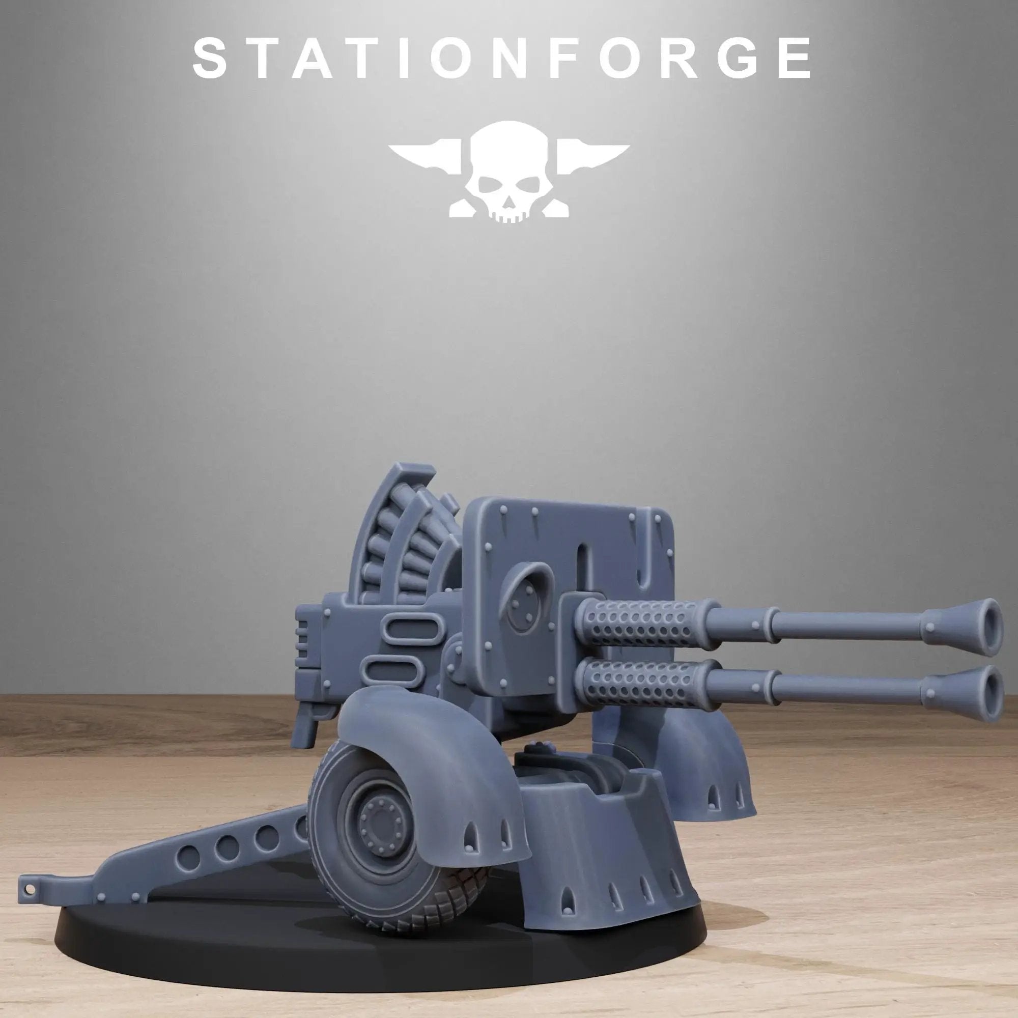 3D printed FreeGuard Light Machine Gun by StationForge Miniatures, detailed miniature weapon with intricate design.