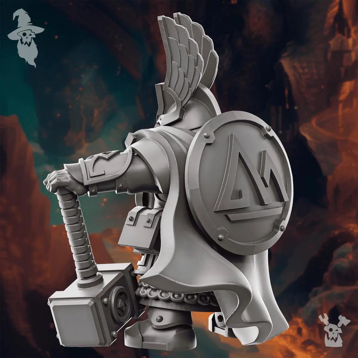 3D printed Gero Steelhammer miniature by DakkaDakka Miniatures, detailed figure with armored armor and weapon, from Last Hope Miniatures