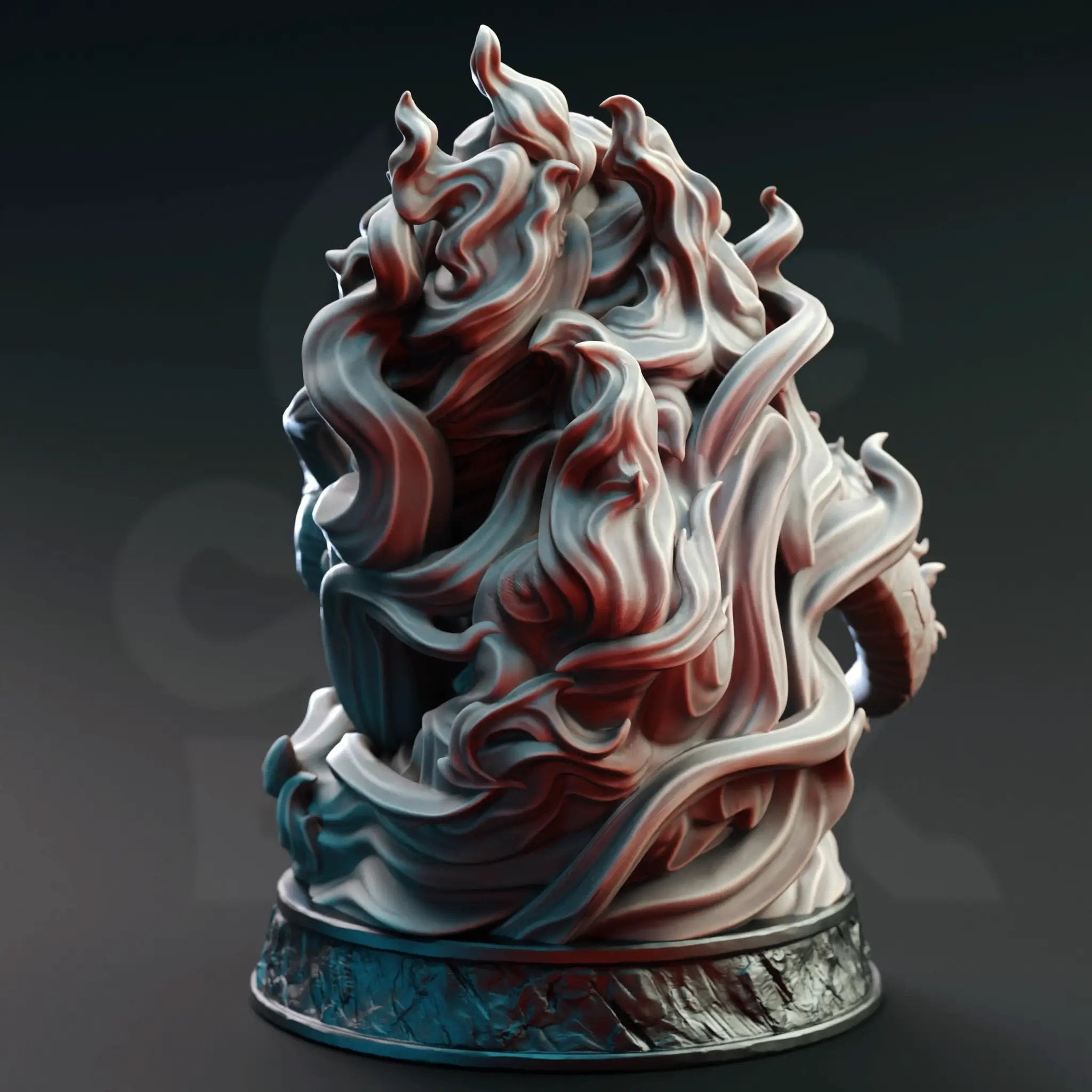 3D printed giant flaming infernal skull miniature by Last Hope Miniatures, featuring detailed fiery design and menacing appearance.