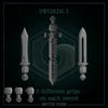Set of 12 3D printed Gladius swords by Last Hope Miniatures, displayed with intricate blade and hilt details.