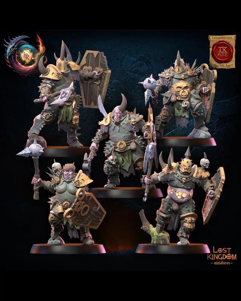 Set of ten 3D printed Gluttony Regiment miniatures by Lost Kingdom Miniatures for tabletop gaming, detailed fantasy figures.