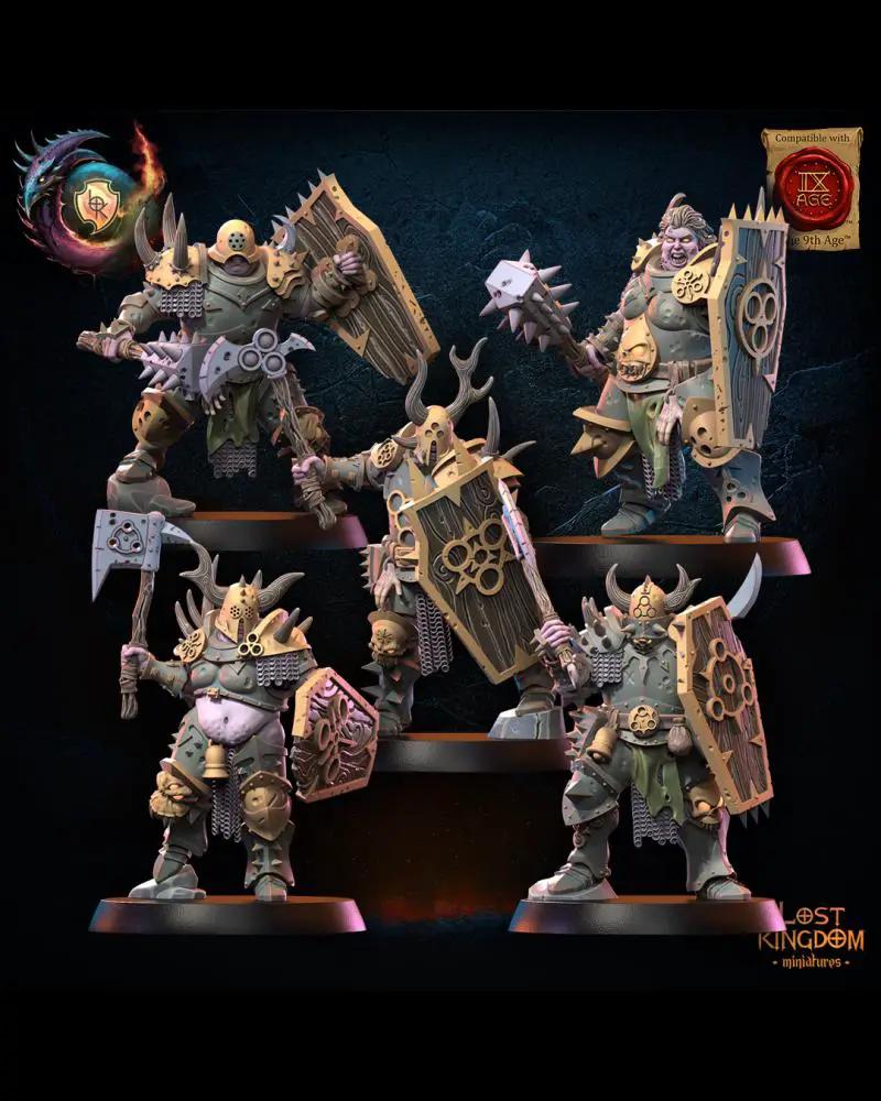 3D printed Gluttony Regiment x10 miniatures by Lost Kingdom Miniatures, detailed figures on a white background