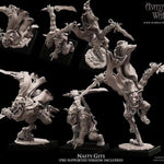 Three 3D printed Goblin Nasty Gits miniatures by Last Hope Miniatures for Avatars of War, featuring detailed goblin figures.