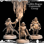 3D printed Goblin Rogue Command Group miniatures by Last Hope Miniatures, featuring detailed goblin figures for tabletop gaming.