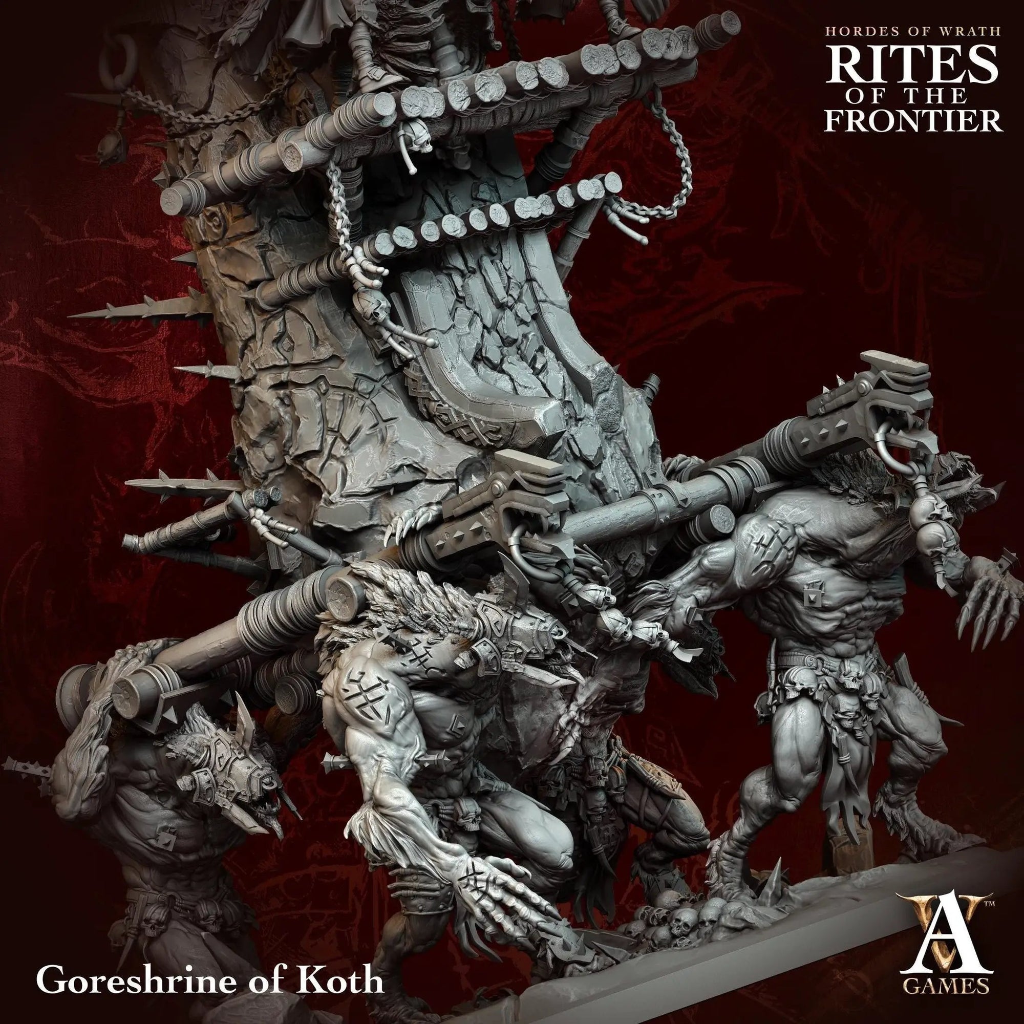 3D printed Goreshrine of Koth miniature by Last Hope Miniatures for Archvillain Games, detailed fantasy creature with vibrant colors.