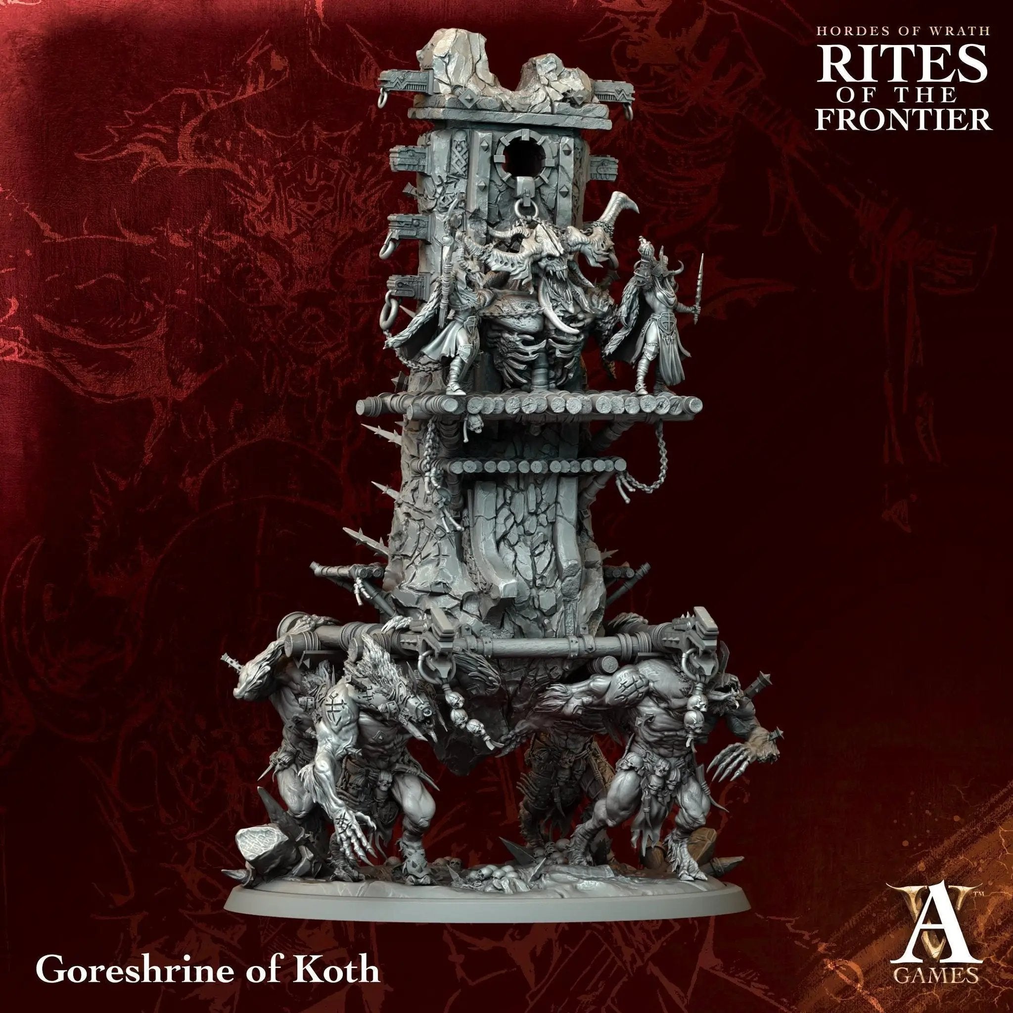3D printed Goreshrine of Koth miniature by Last Hope Miniatures for Archvillain Games, featuring intricate design and detailed sculpting.