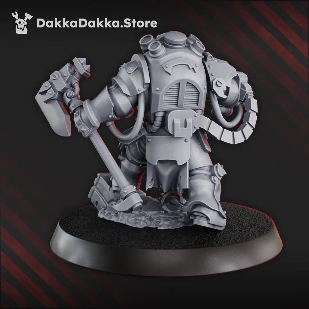 3D printed Gorgwork Commander miniature by DakkaDakka Miniatures, crafted by Last Hope Miniatures, shown on a white background.