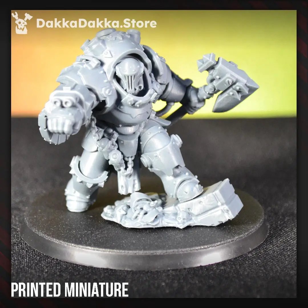 3D printed Gorgwork Commander miniature by DakkaDakka Miniatures, designed for tabletop gaming, with detailed sculpting and vibrant colors.