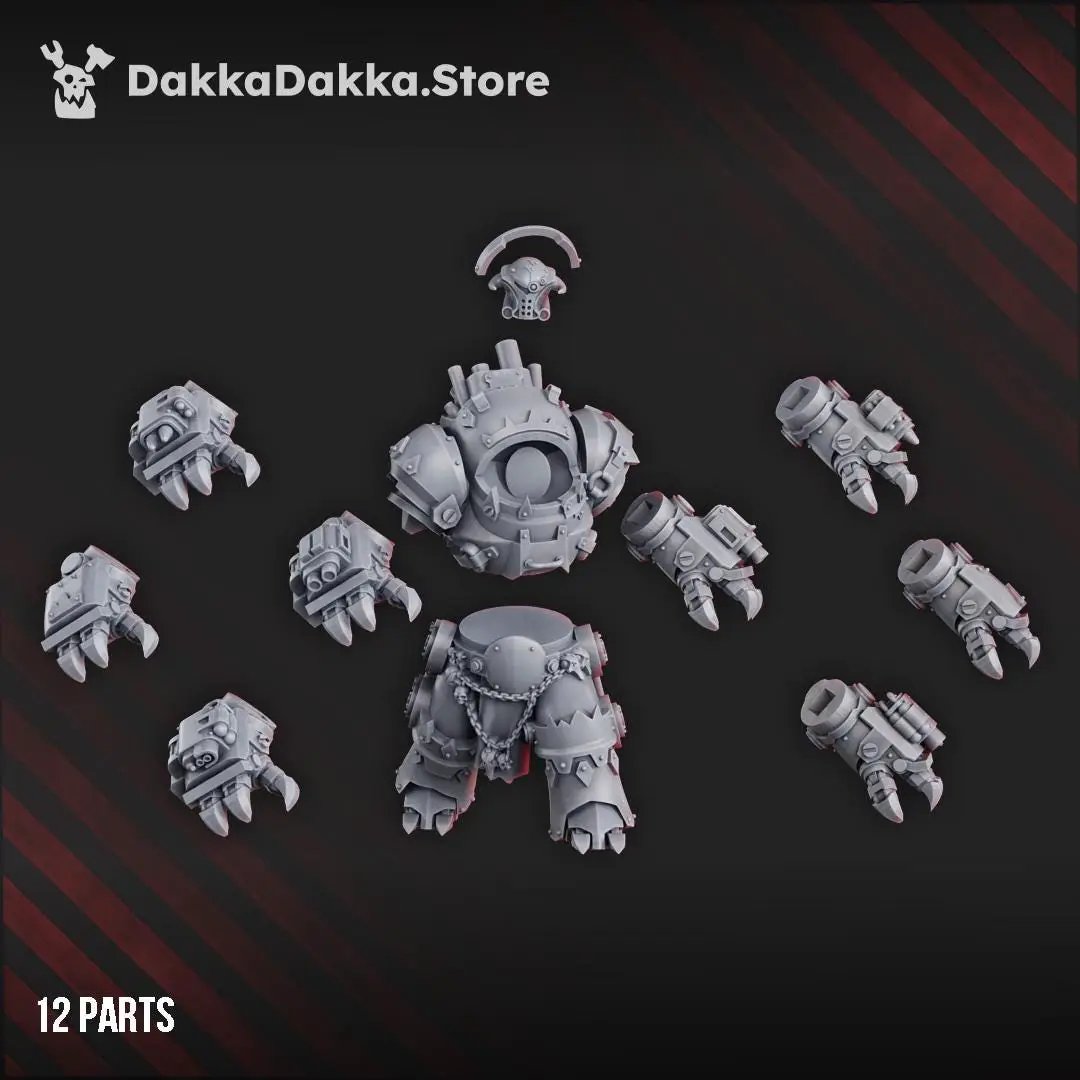 3D printed Gorgwork Mechdread from DakkaDakka Miniatures by Last Hope Miniatures, showing detailed mechanical design and intricate textures.