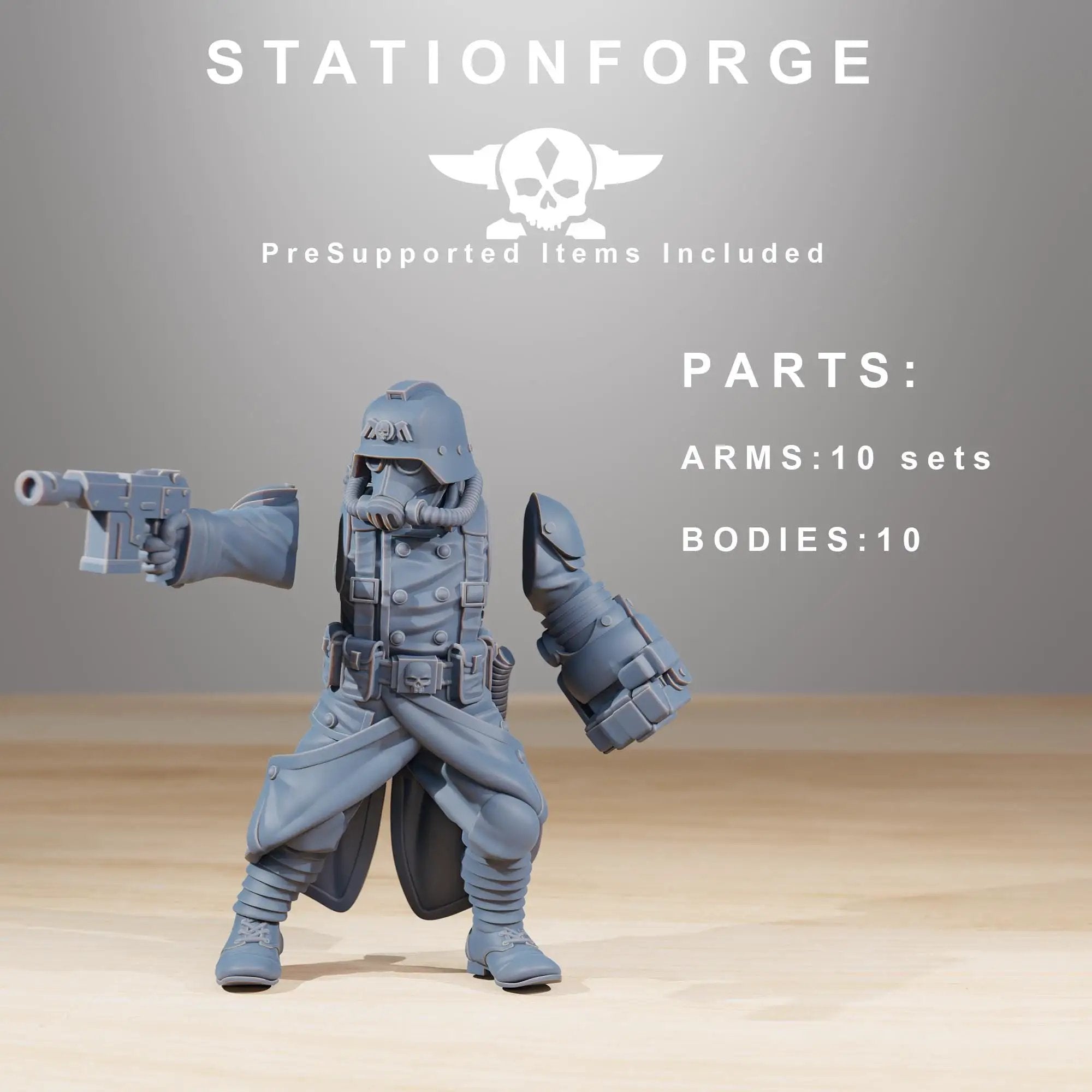 3D printed GrimGuard Acolytes miniatures by Last Hope Miniatures for StationForge Miniatures, showing detailed figures in gray resin.