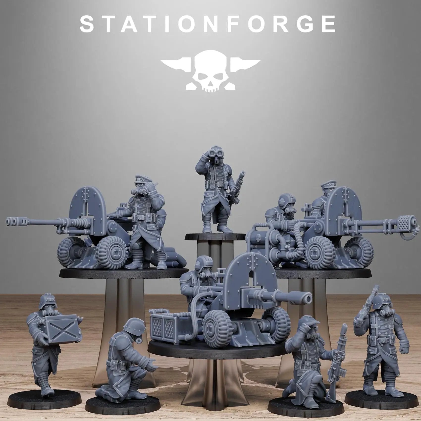 3D printed GrimGuard battle weapons by StationForge Miniatures, detailed miniature weapons for tabletop gaming by Last Hope Miniatures