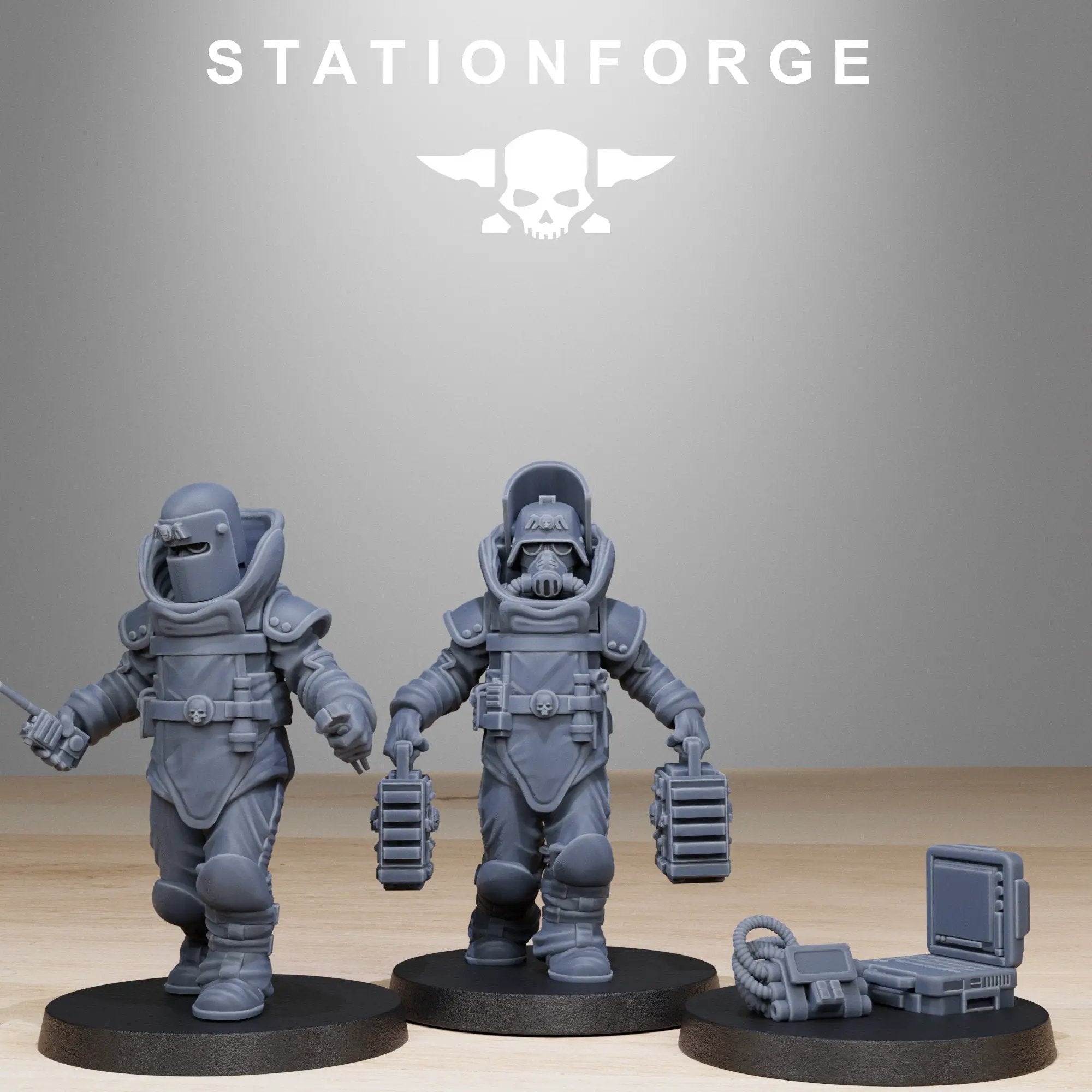 3D printed GrimGuard Bomb Squad miniature by Last Hope Miniatures, featuring detailed grim soldiers in explosive gear.