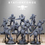 3D printed GrimGuard Combat Divers miniature by StationForge Miniatures, featuring detailed armor and weaponry for tabletop gaming.