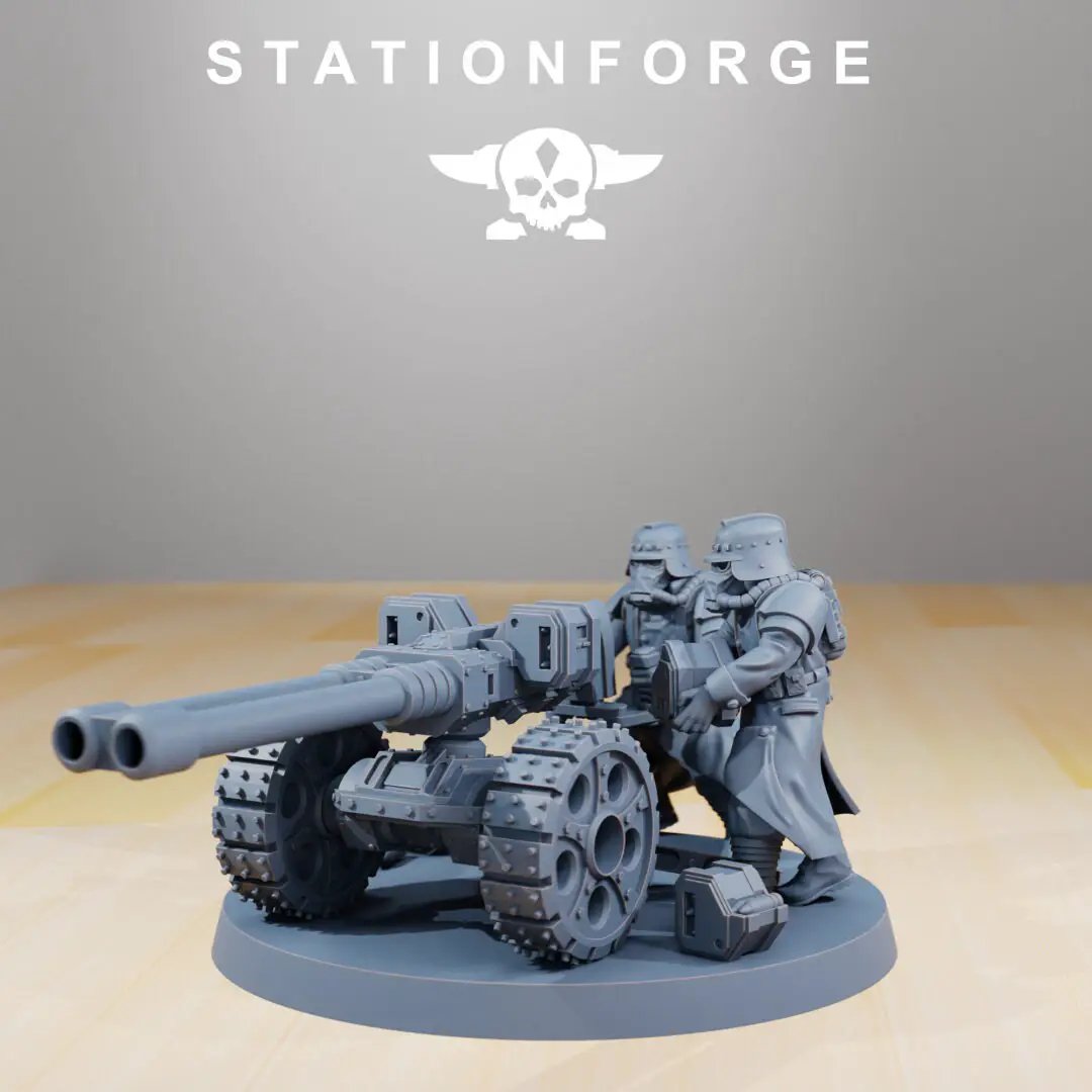 3D printed GrimGuard Decimators miniatures by Last Hope Miniatures for StationForge, featuring detailed armored figures in a fantasy setting.