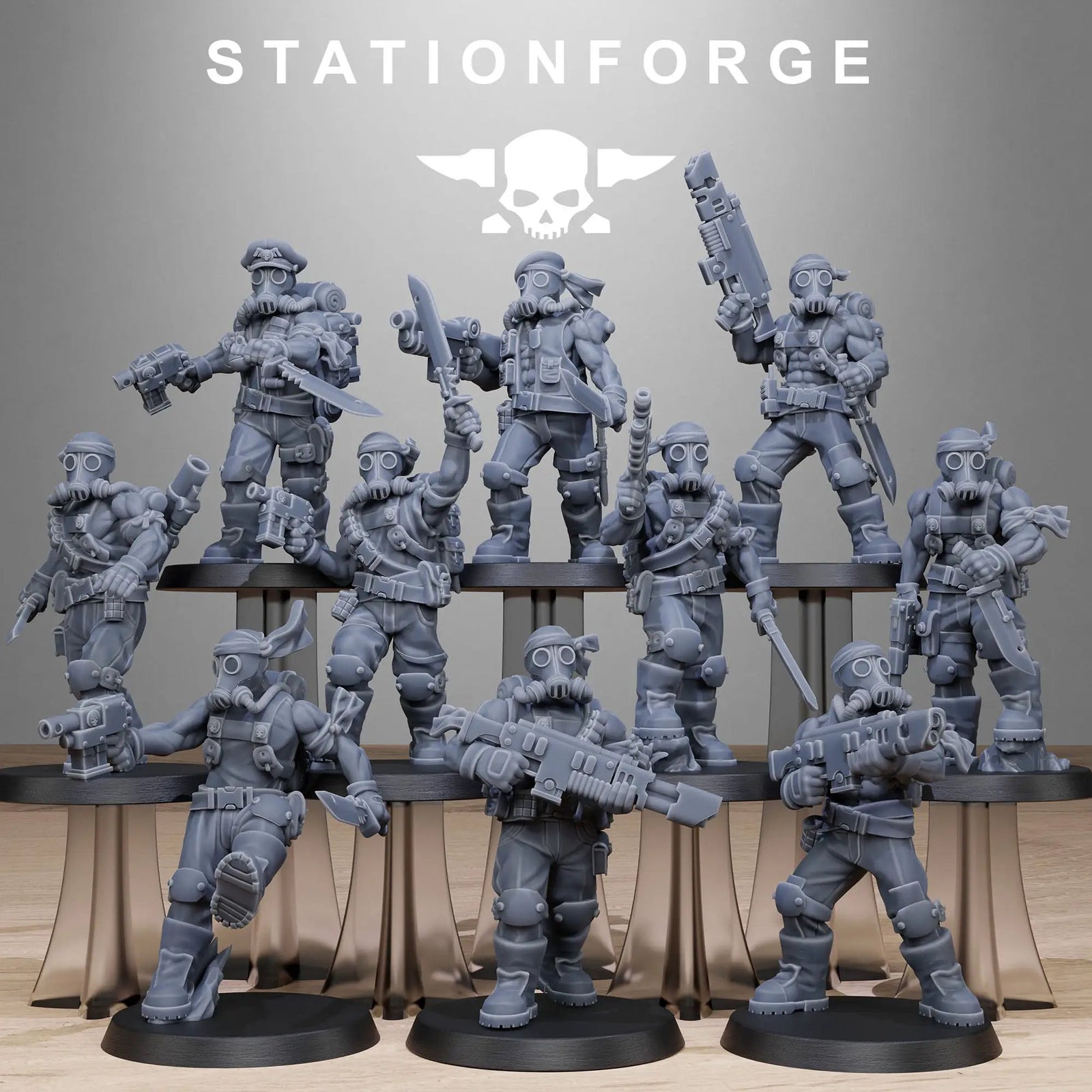 3D printed GrimGuard Jungle Fighters miniature by Last Hope Miniatures, showcasing detailed jungle combat figures.