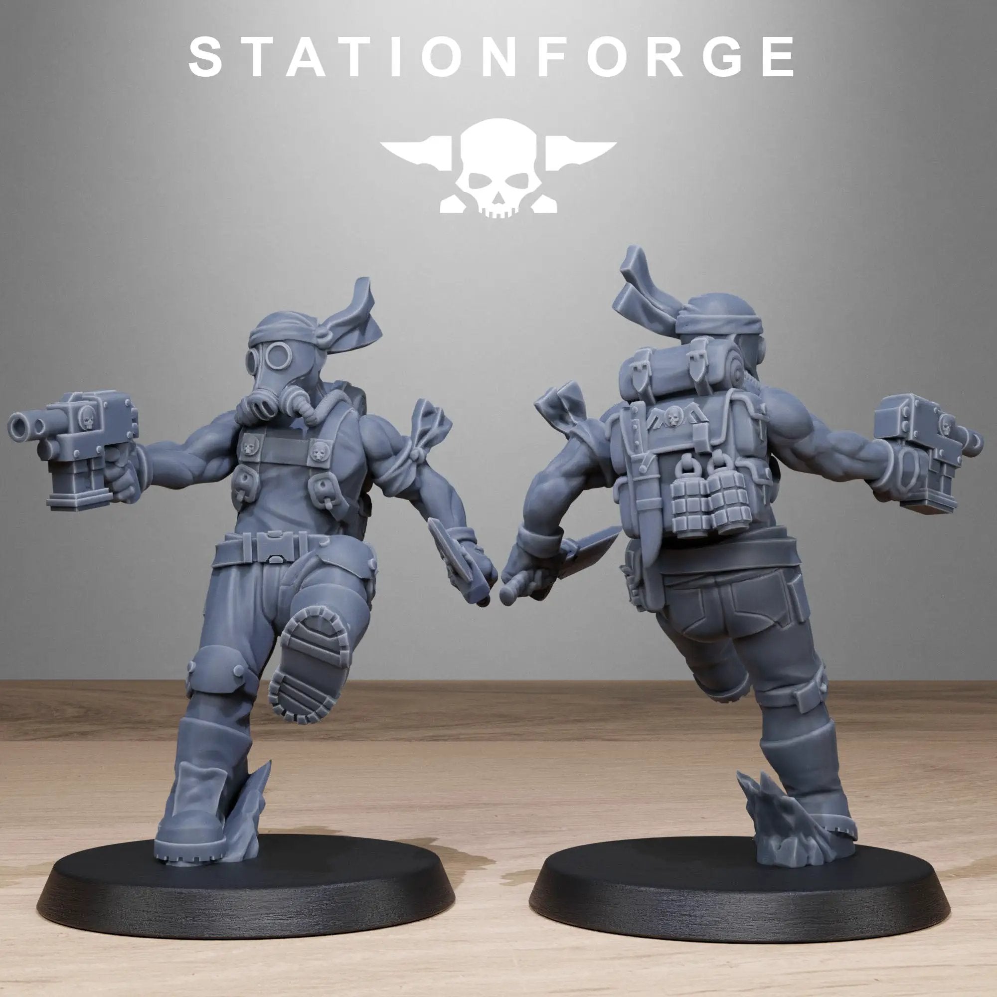 3D printed GrimGuard Jungle Fighters miniature by Last Hope Miniatures from StationForge Miniatures, showing detailed jungle combat figures.