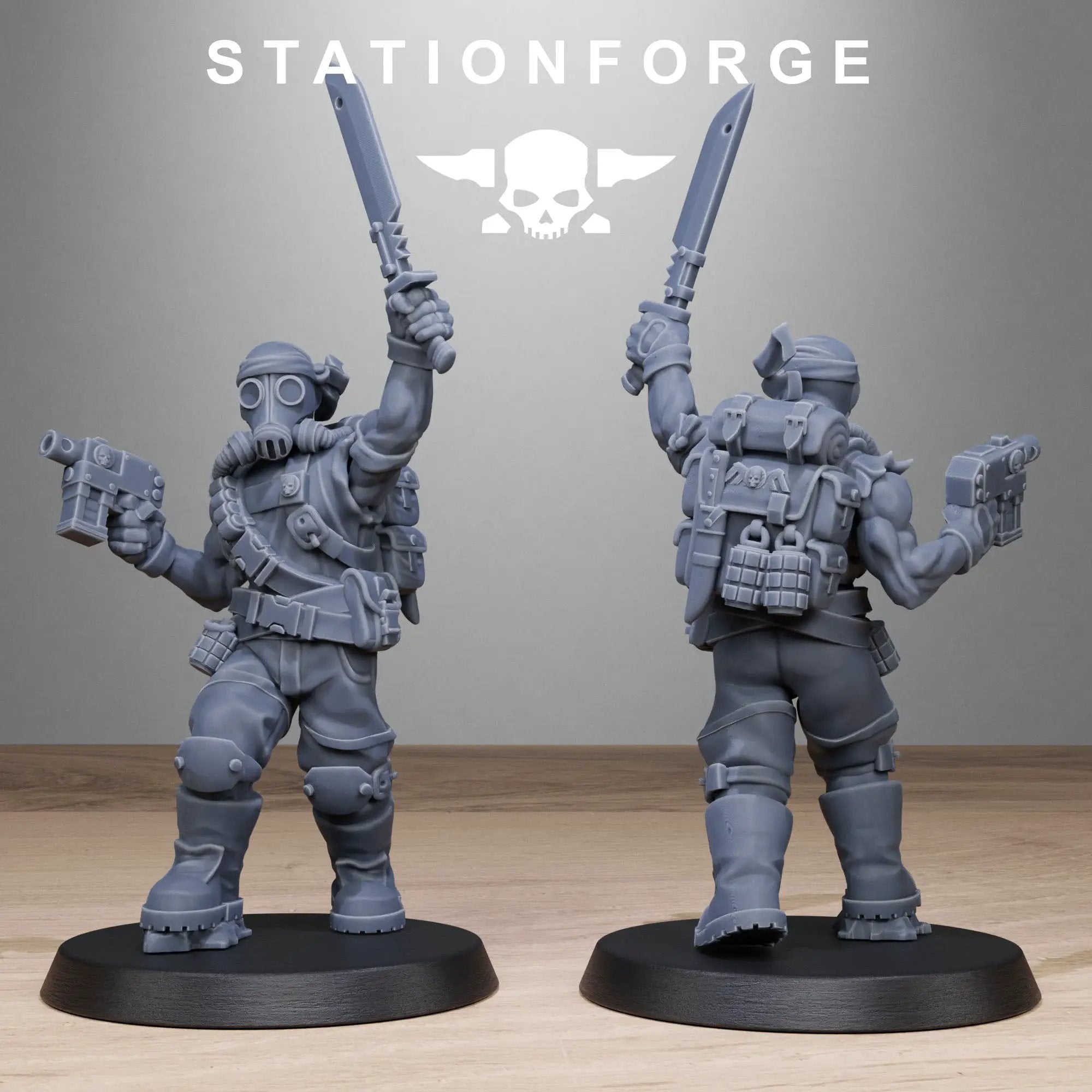 3D printed GrimGuard Jungle Fighters miniature set by StationForge Miniatures for Last Hope Miniatures, featuring detailed jungle combat figures.