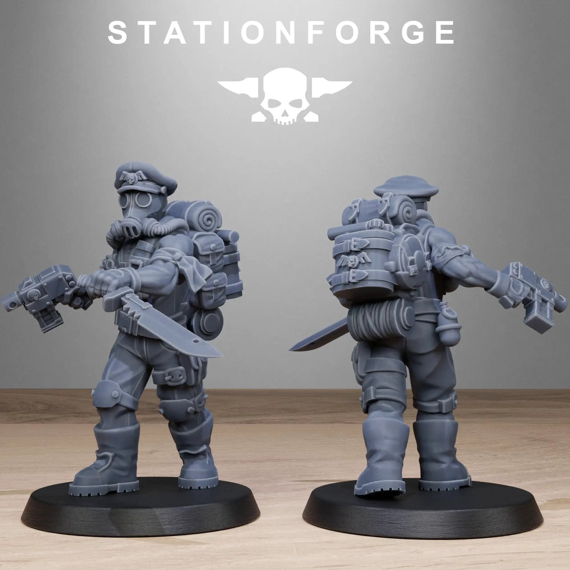 3D printed GrimGuard Jungle Fighters miniatures from Last Hope Miniatures by StationForge Miniatures, showing detailed jungle combat figures.