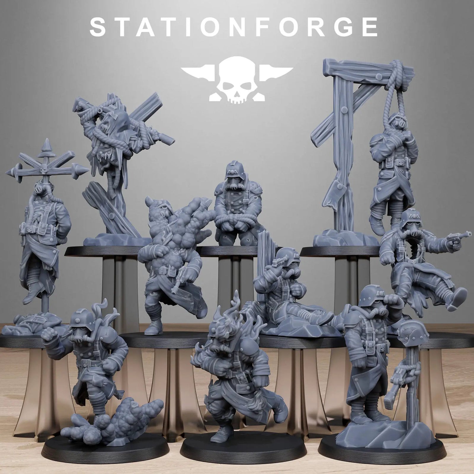 3D printed GrimGuard Objective Markers by Stationforge Miniatures, featuring detailed, sci-fi themed designs for tabletop gaming.