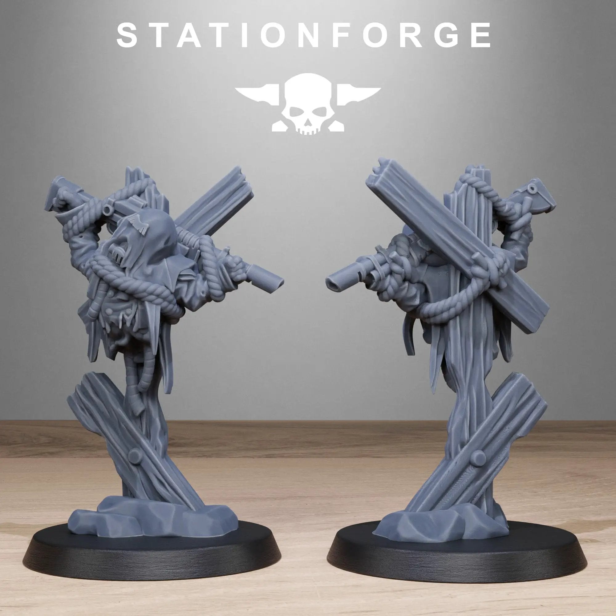 3D printed GrimGuard Objective Markers by Stationforge Miniatures, featuring detailed grim reaper designs on a white background.