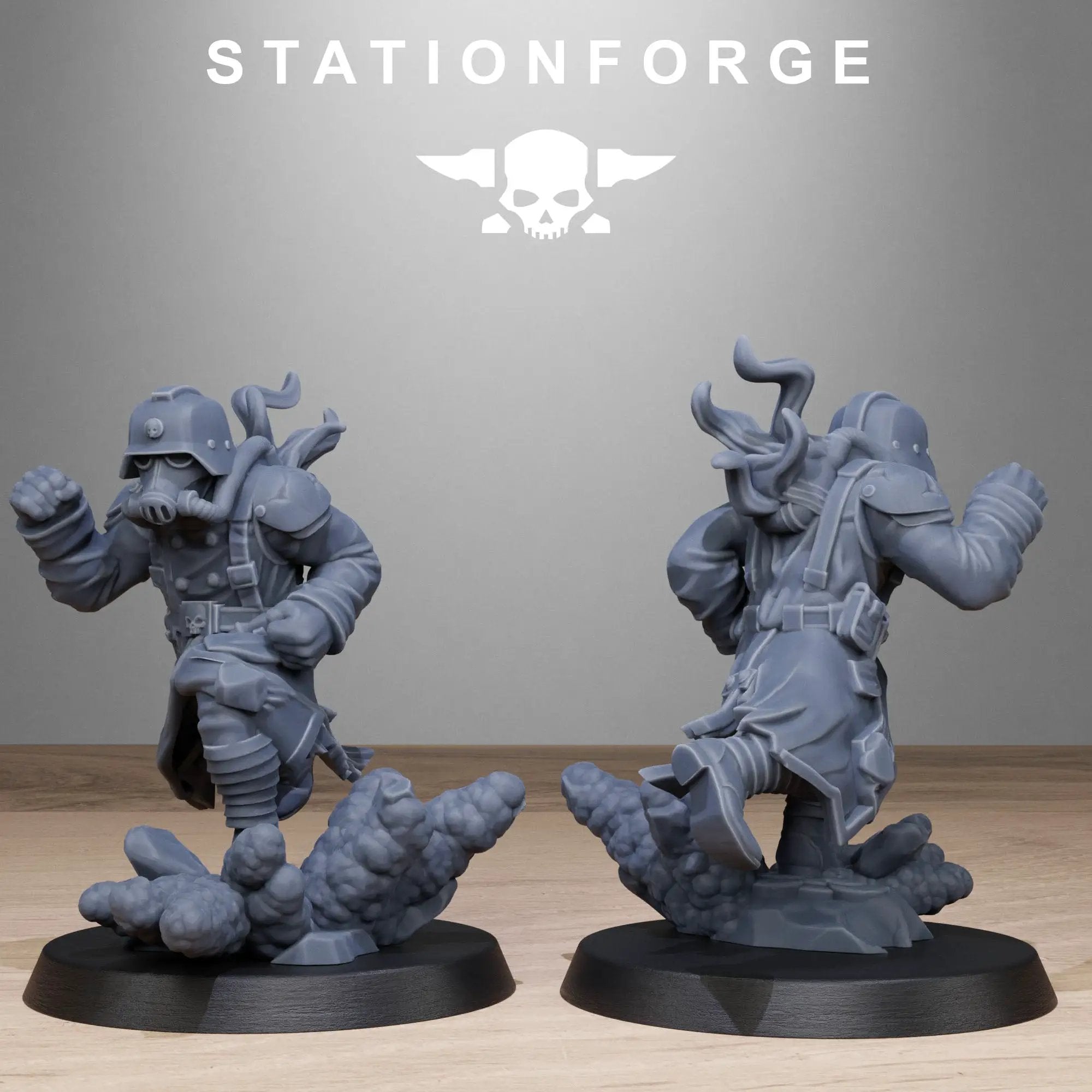 Six 3D printed GrimGuard Objective Markers by Last Hope Miniatures, featuring detailed, custom-designed miniatures for tabletop gaming.