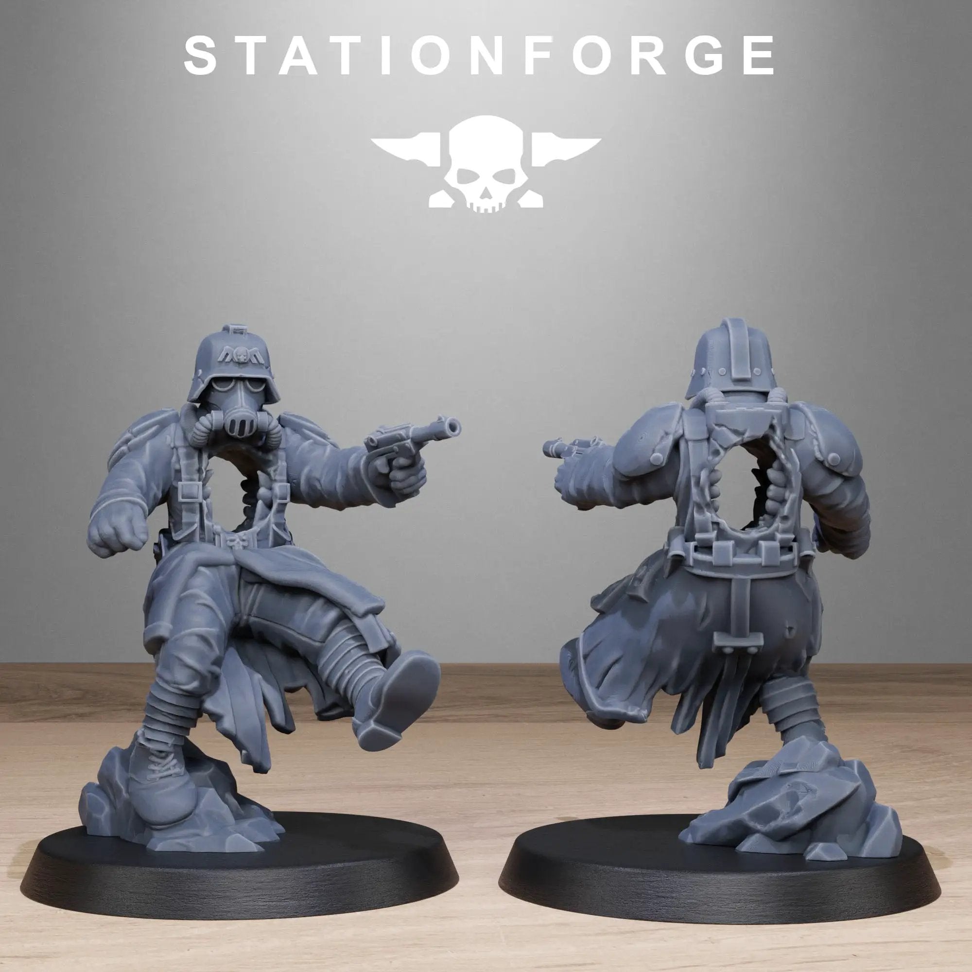 Set of 10 3D printed GrimGuard objective markers by Last Hope Miniatures for tabletop gaming, featuring intricate skull designs.