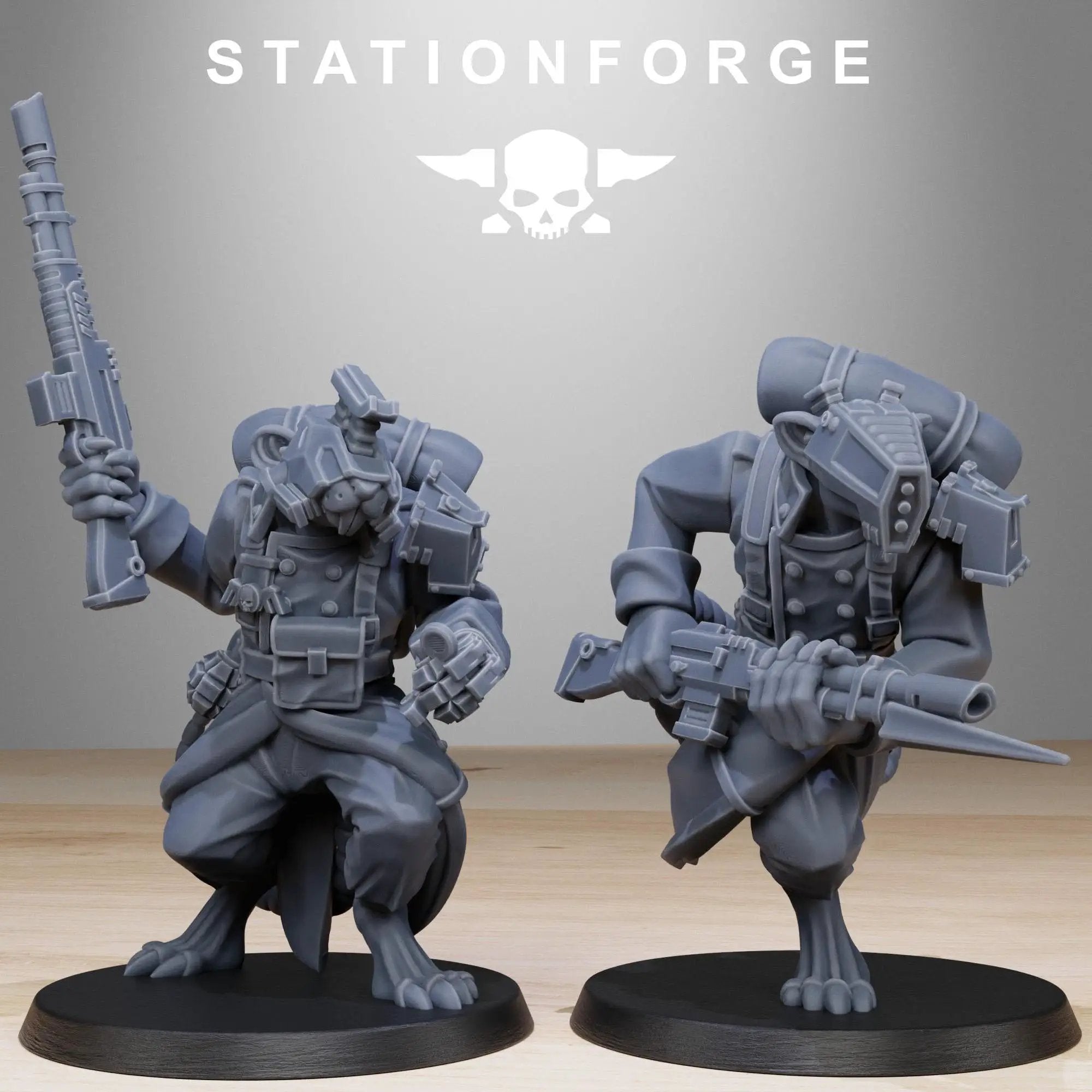 3D printed GrimGuard Raticus miniature by StationForge Miniatures, detailed rat-like creature with armor, from Last Hope Miniatures.
