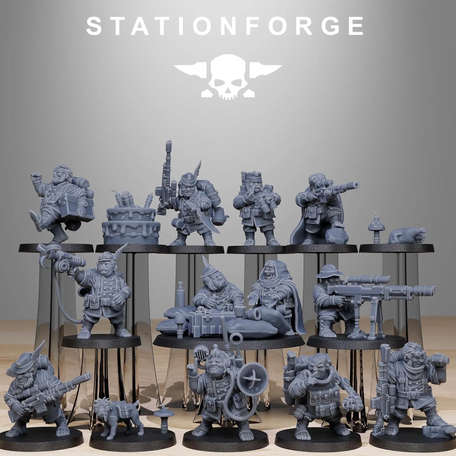 3D printed GrimGuard Skulldart Trappers by Last Hope Miniatures, featuring detailed skull and trapper design on a miniature figure.