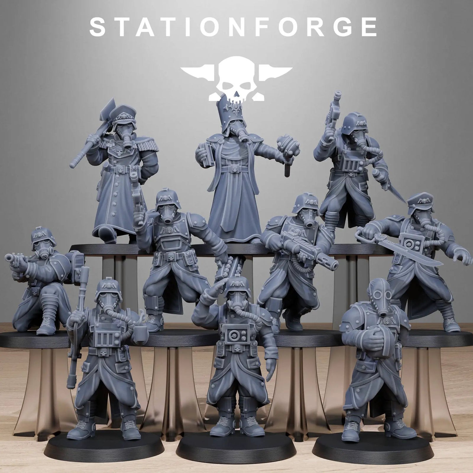 3D printed GrimGuard Vigils miniature by Last Hope Miniatures, detailed fantasy warrior figure on a textured base.